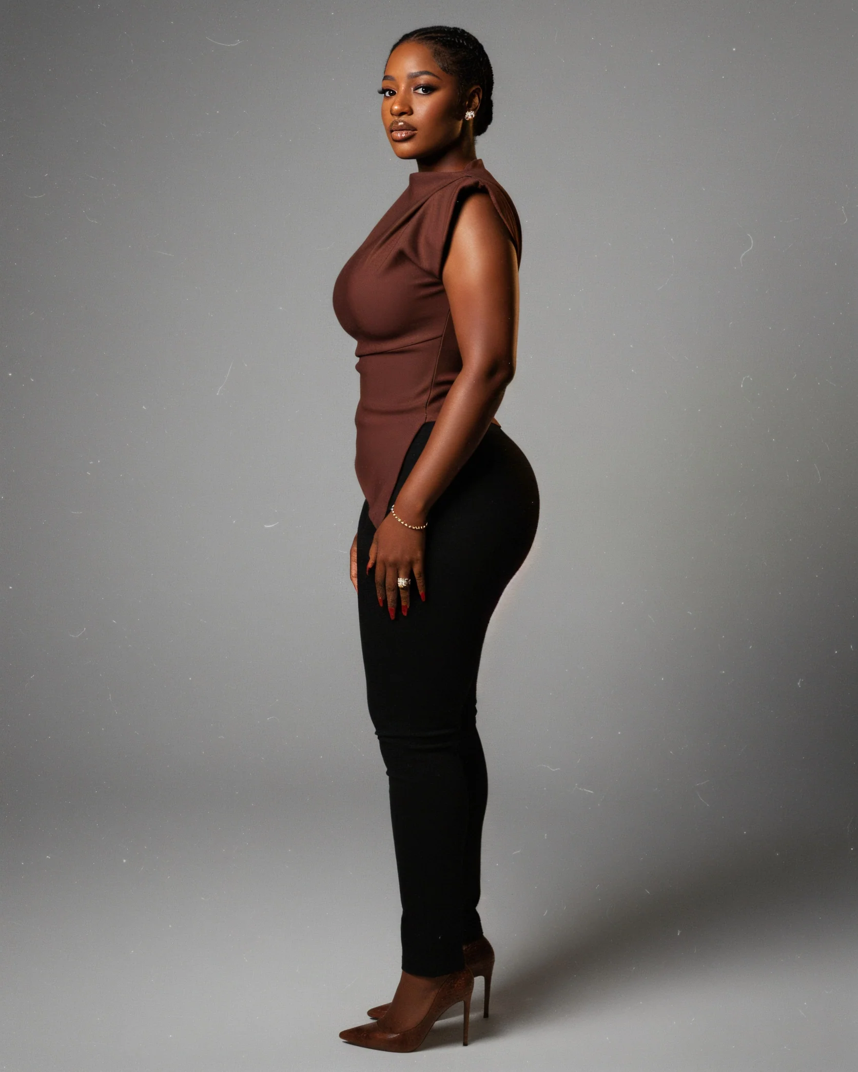 ALARMA Sculpted Asymmetric Draped Top - Image 3