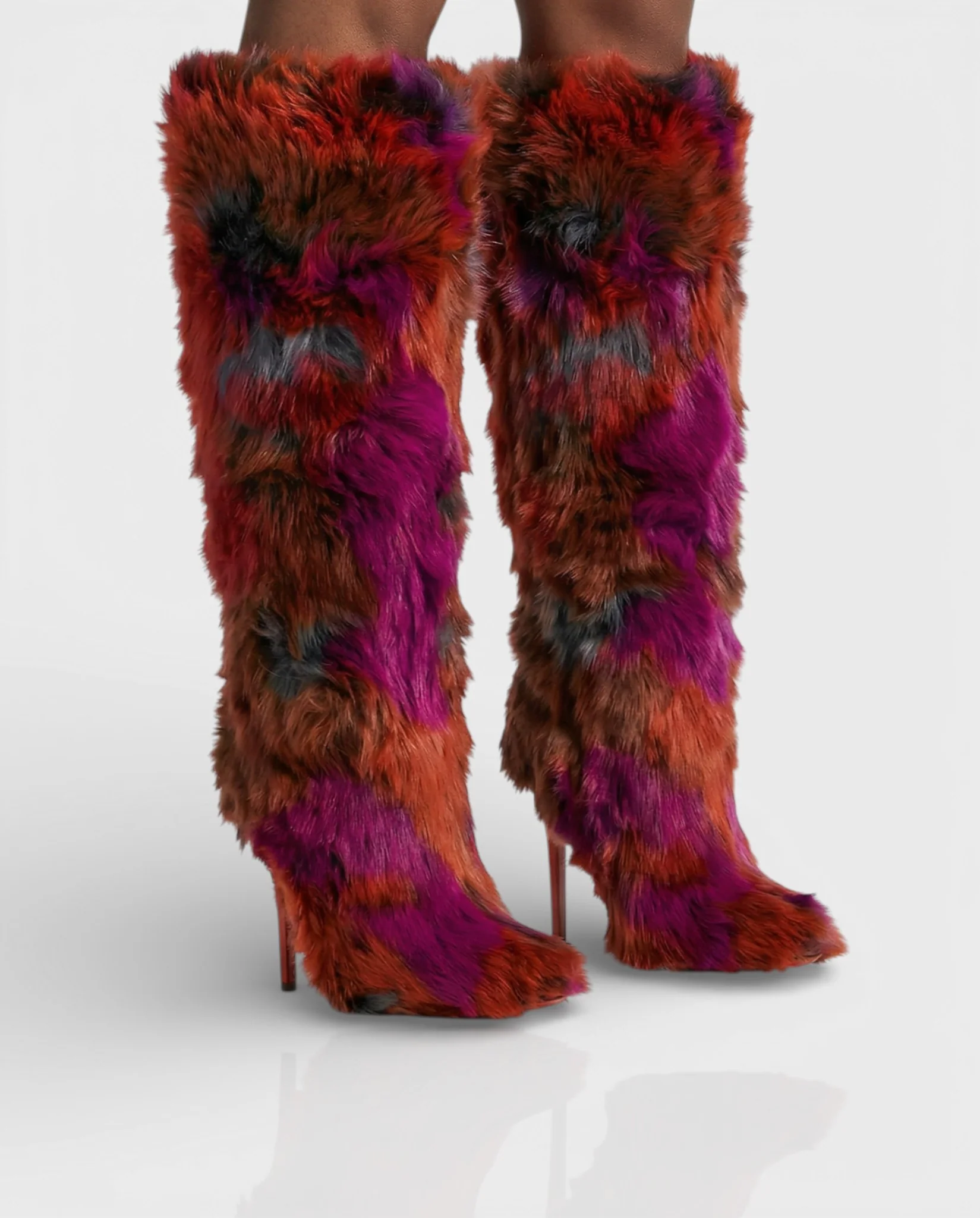 ALBA Multicoloured Faux Fur Boots - Image 5