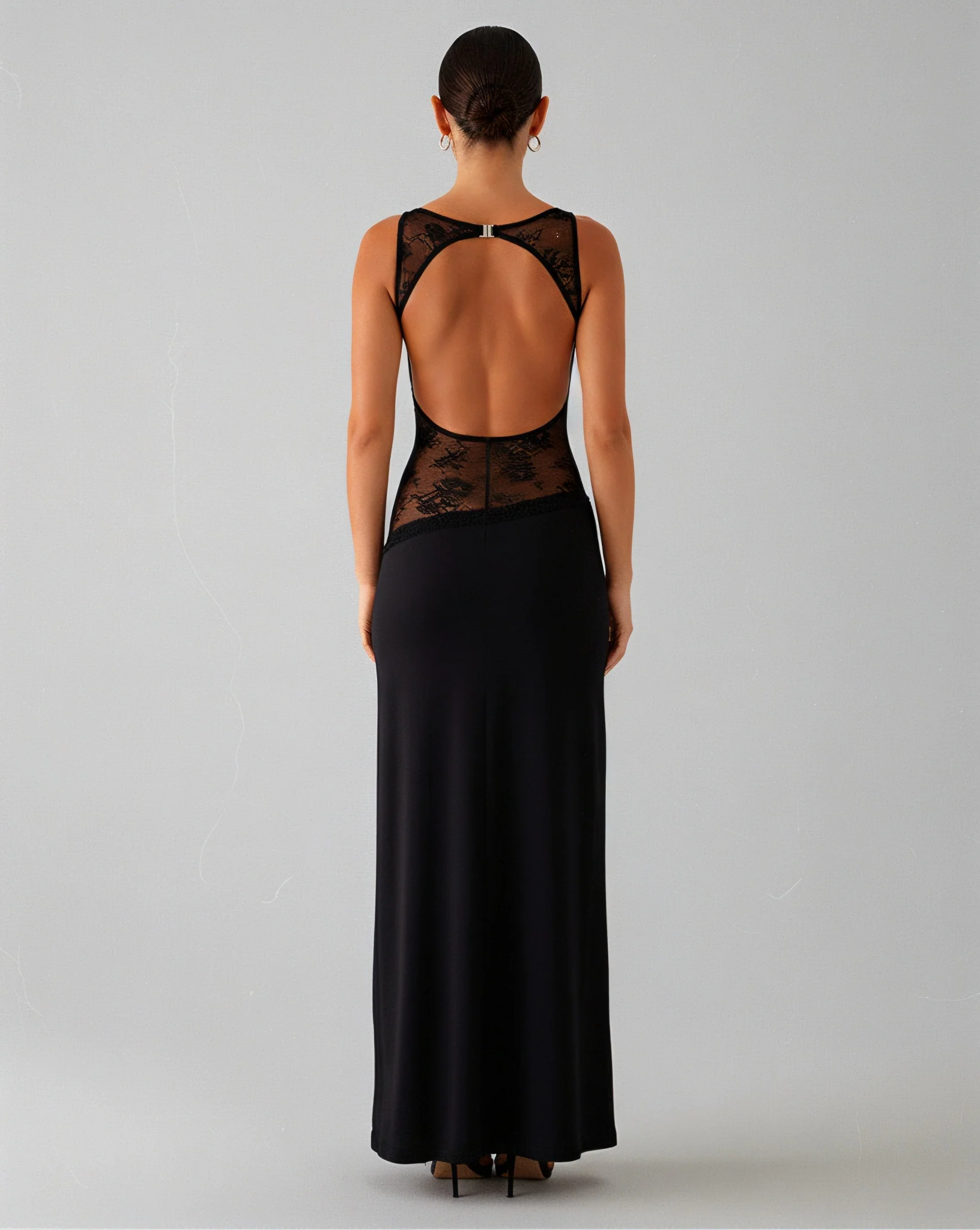ALESSANDRA Backless Lace Cut Out Maxi Dress - Image 4