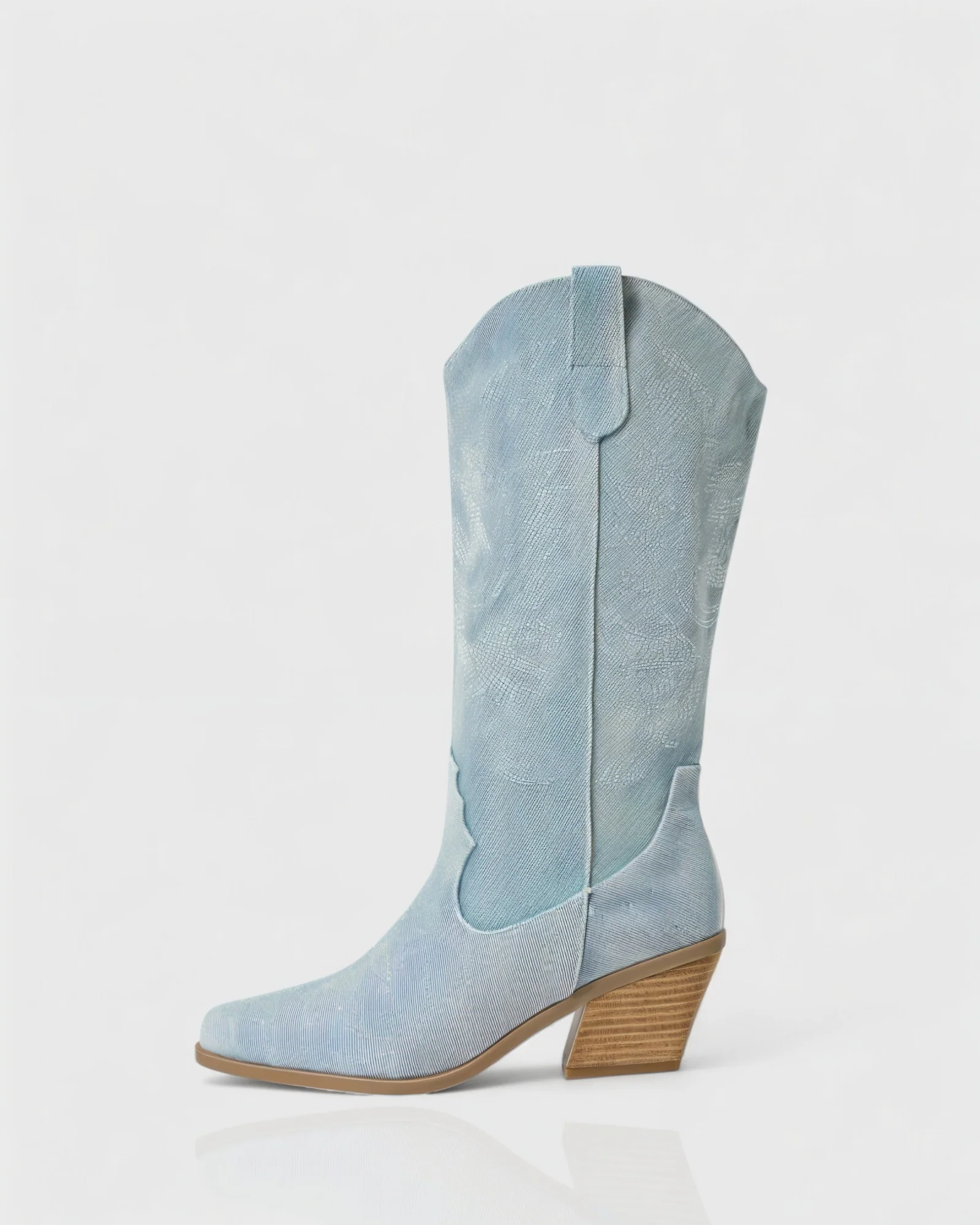 ALIANA Embroidered Denim Cowboy Boots - Image 6