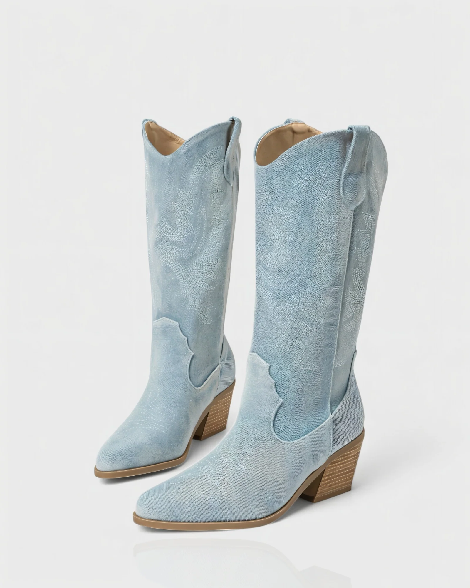 ALIANA Embroidered Denim Cowboy Boots - Image 7