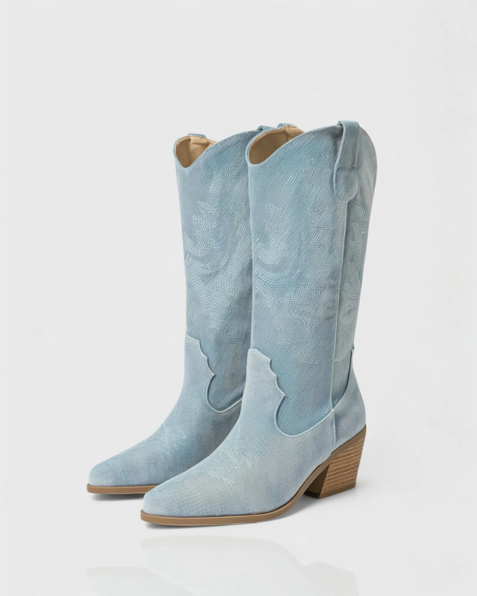 ALIANA Embroidered Denim Cowboy Boots - Image 8