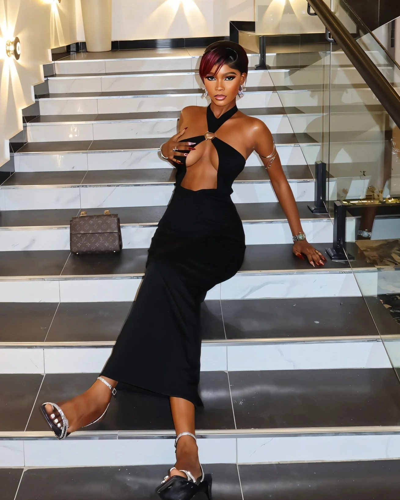 ALYSSA Halter Neck Slim Maxi Dress - Image 8