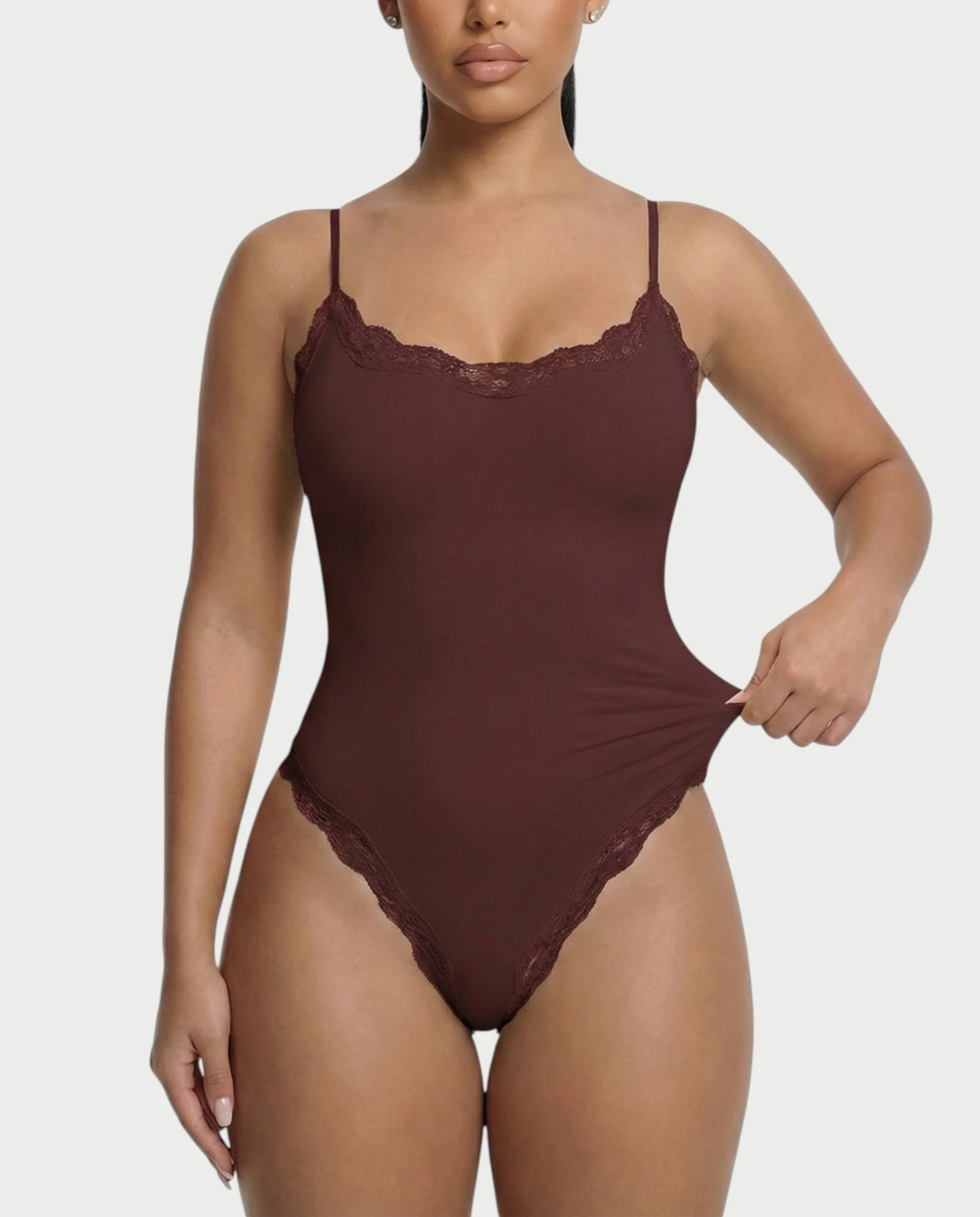 AMELYA Lace-Trim Shapewear Bodysuit - Image 22