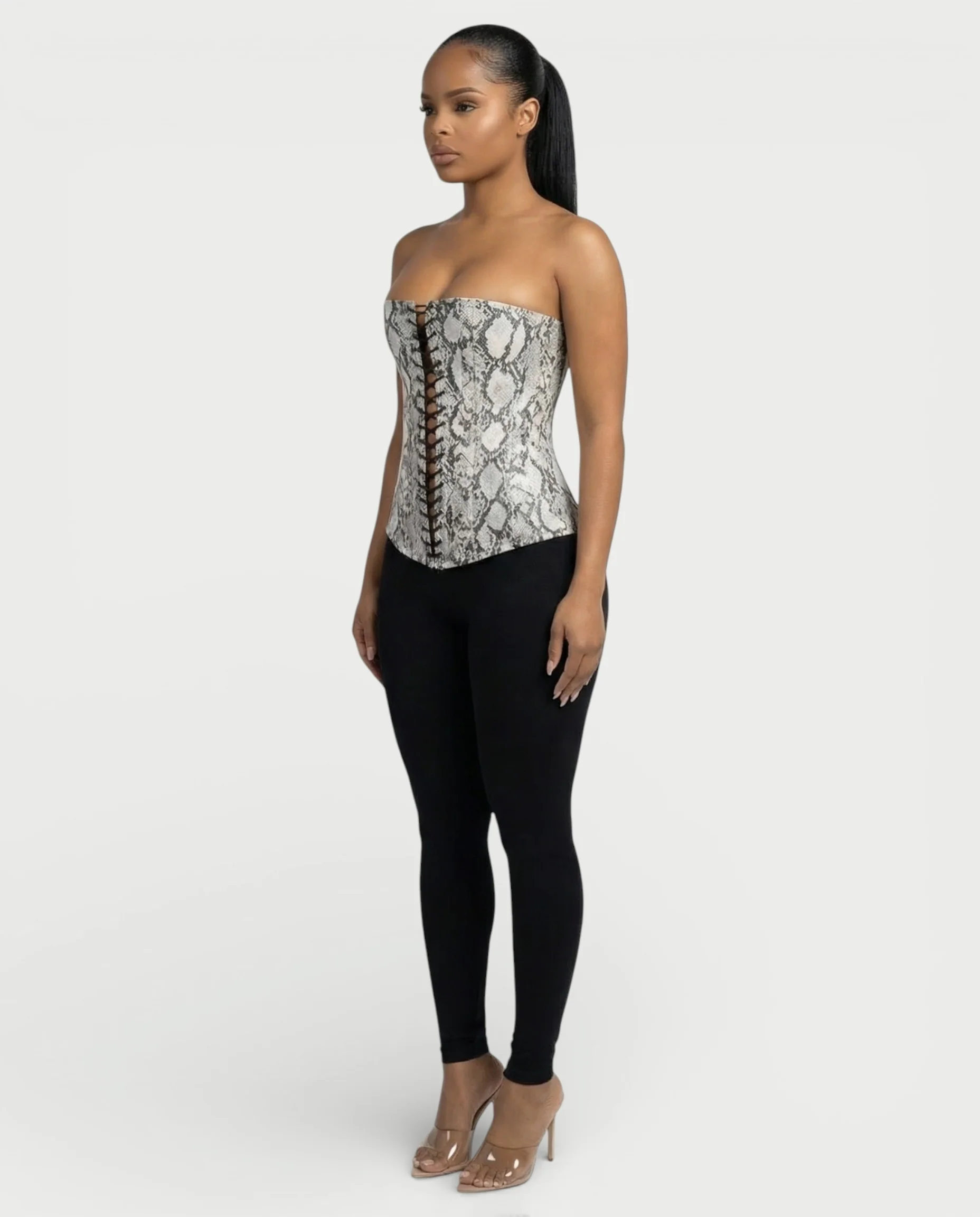 ANDRA Serpent Print Lace-Up Corset Top - Image 3