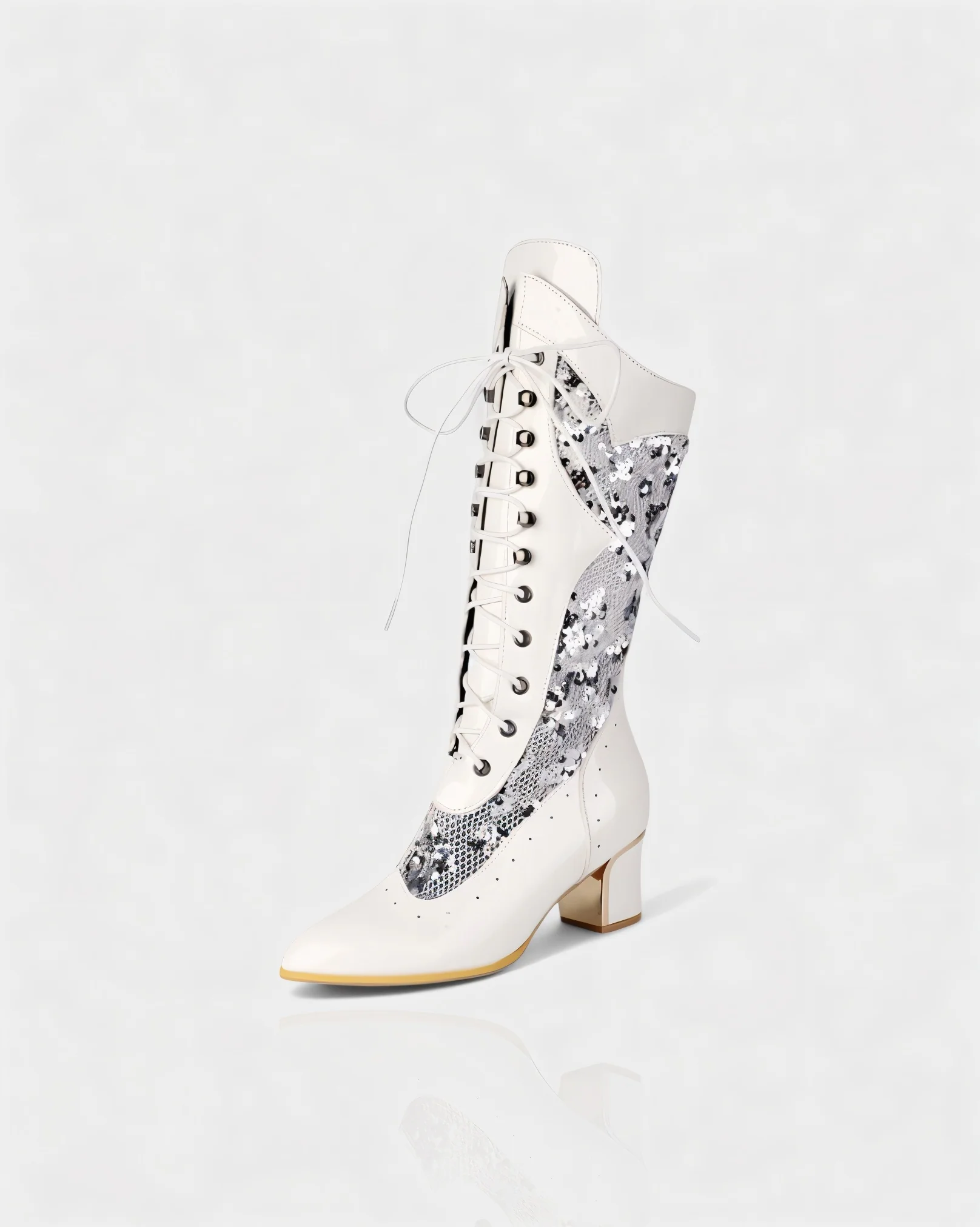 AROLA Lace-Up Embroidered Mid-Calf Boots - Image 13
