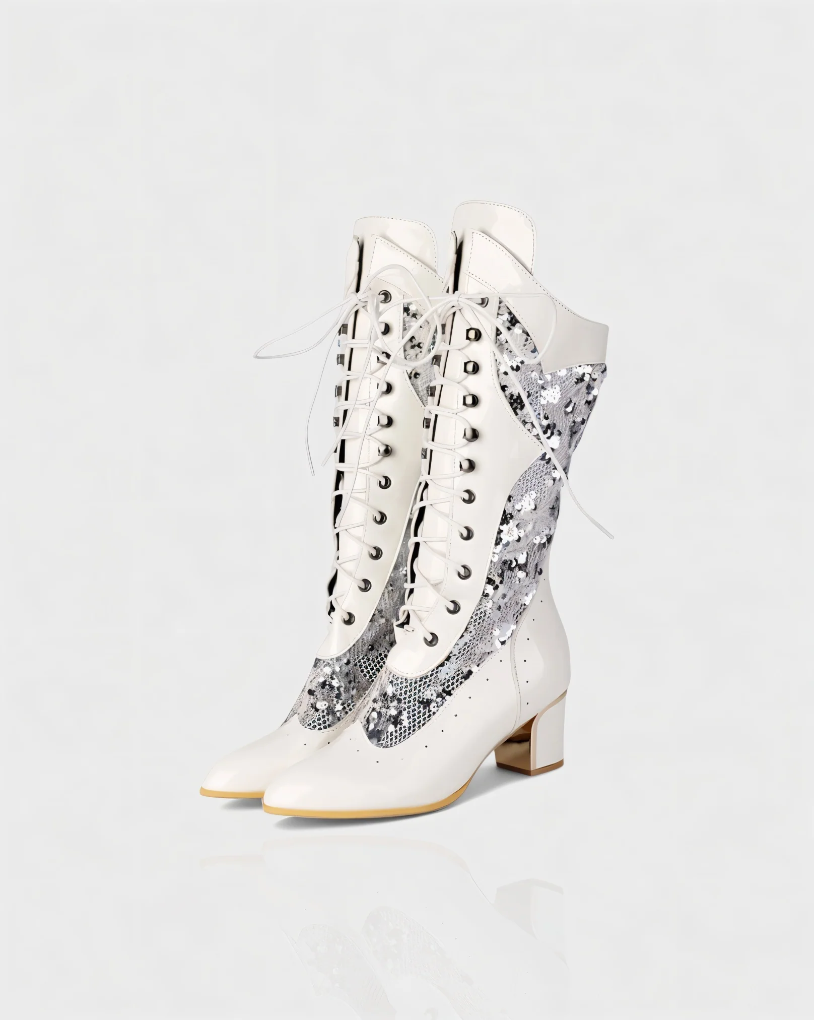 AROLA Lace-Up Embroidered Mid-Calf Boots - Image 14