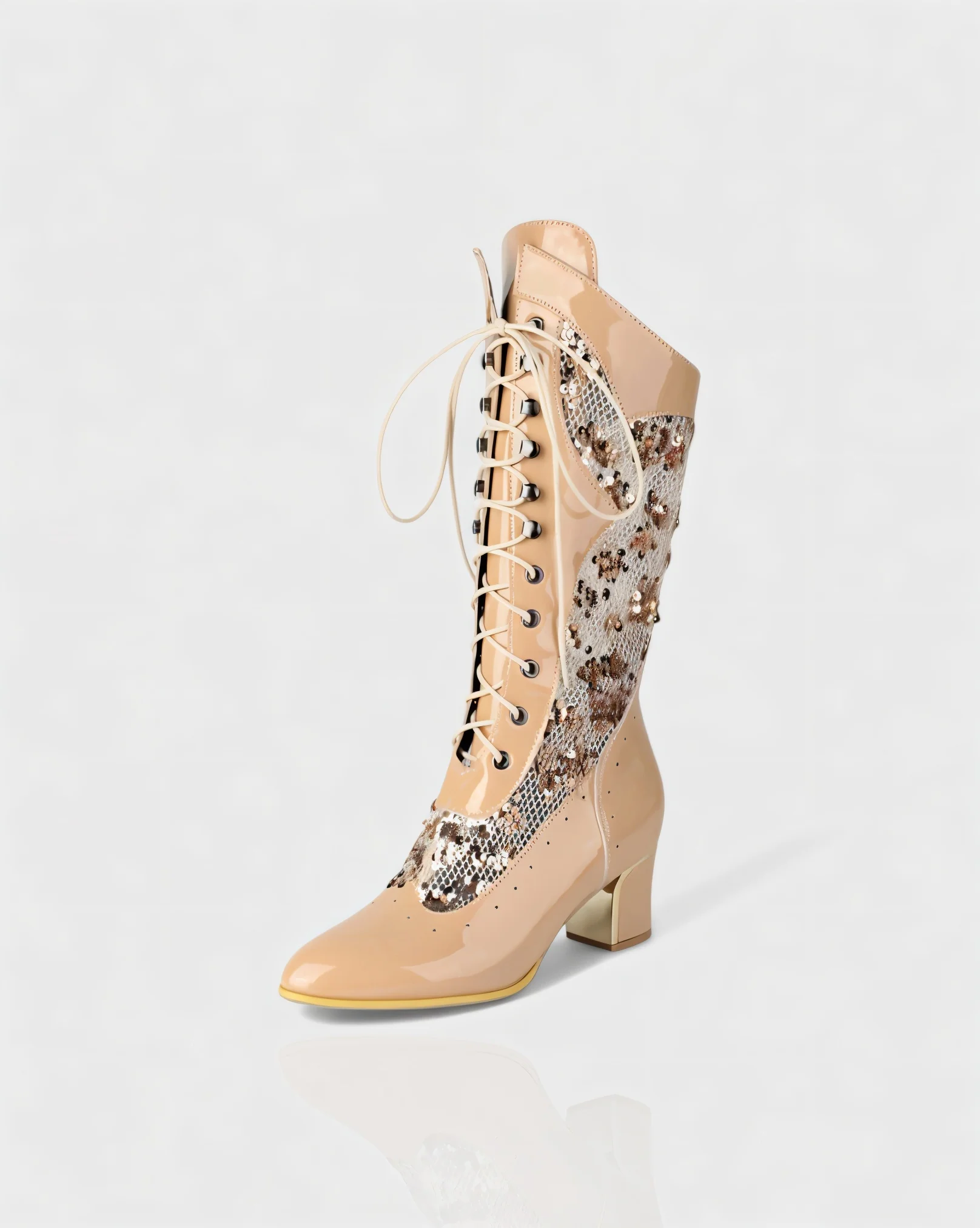 AROLA Lace-Up Embroidered Mid-Calf Boots - Image 16