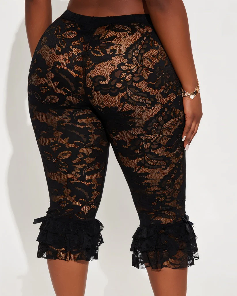 AVALYN Floral Lace Ruffle Ankle Capri Pants - Image 7