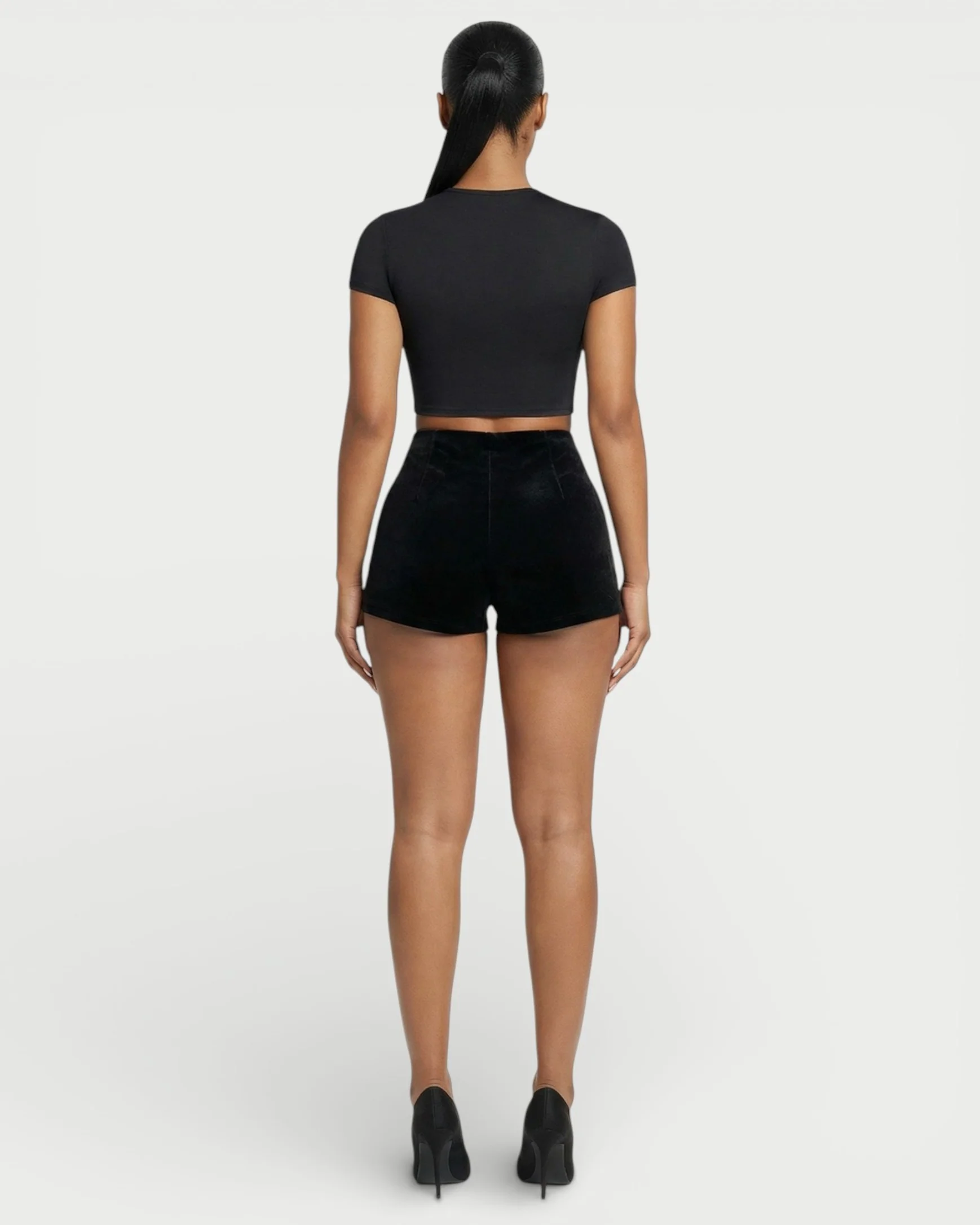 AZAIRA High-Waist Velvet Bodycon Shorts - Image 4