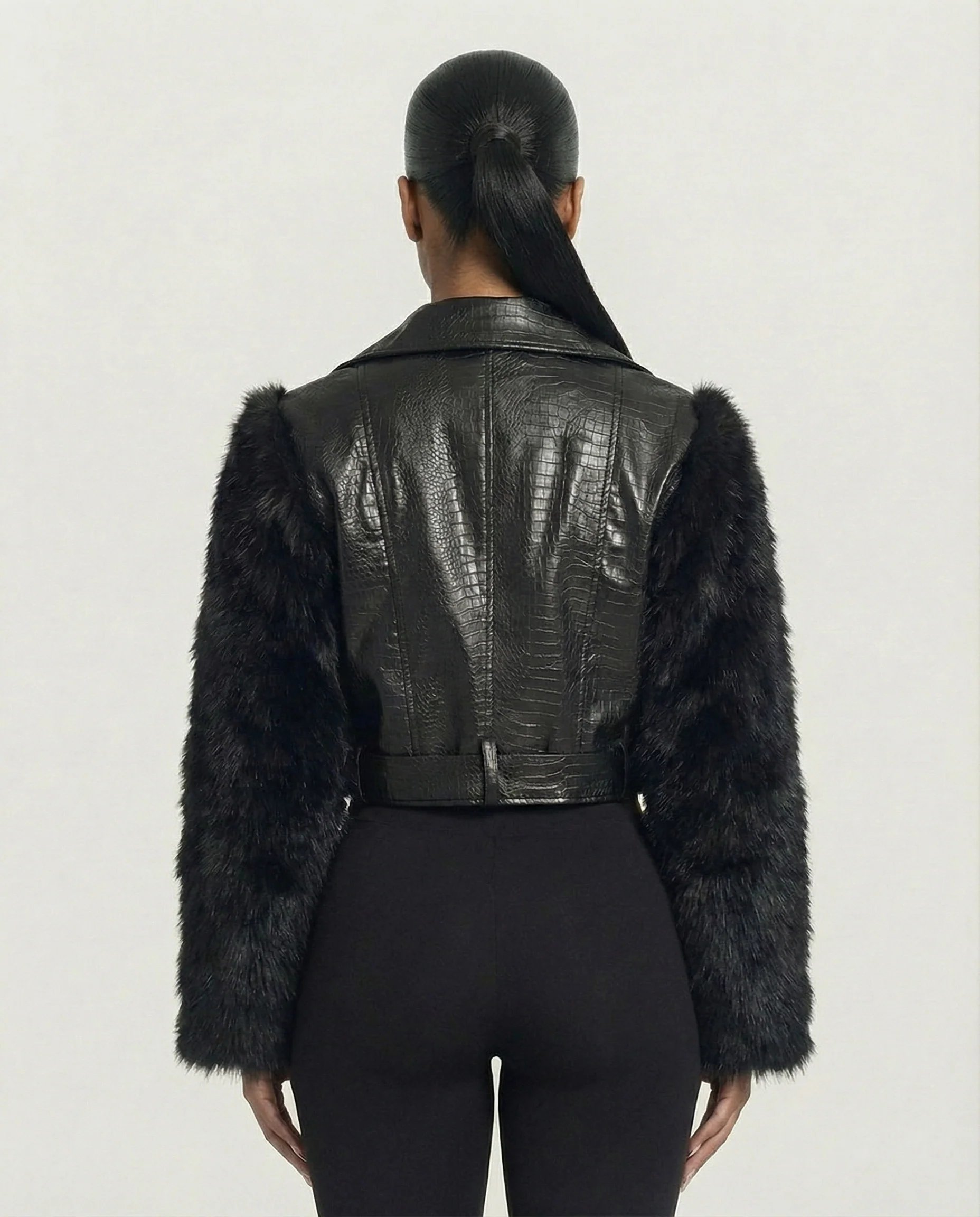 BEXLEY Croc Textured Faux Leather Jacket - Image 10