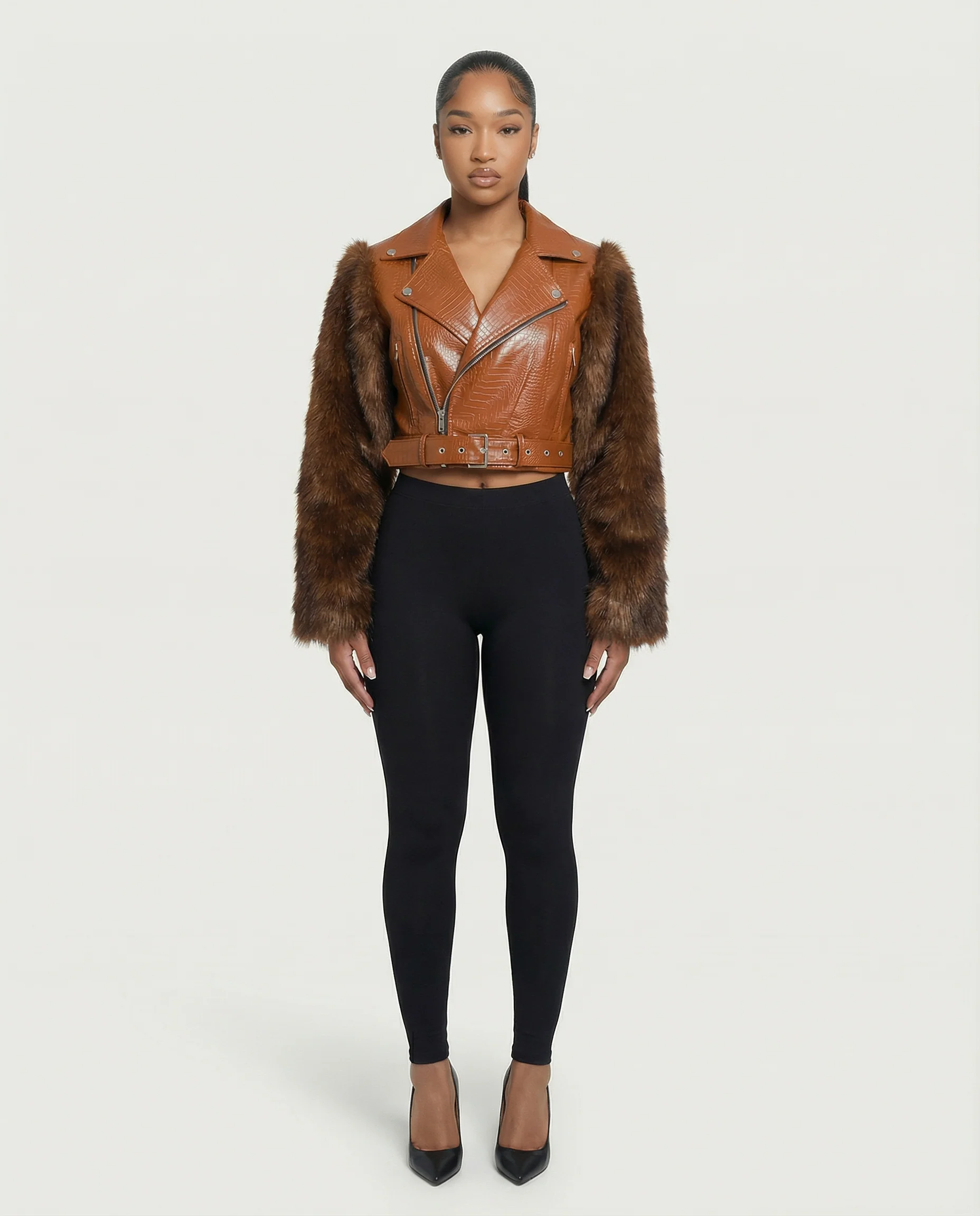 BEXLEY Croc Textured Faux Leather Jacket - Image 11
