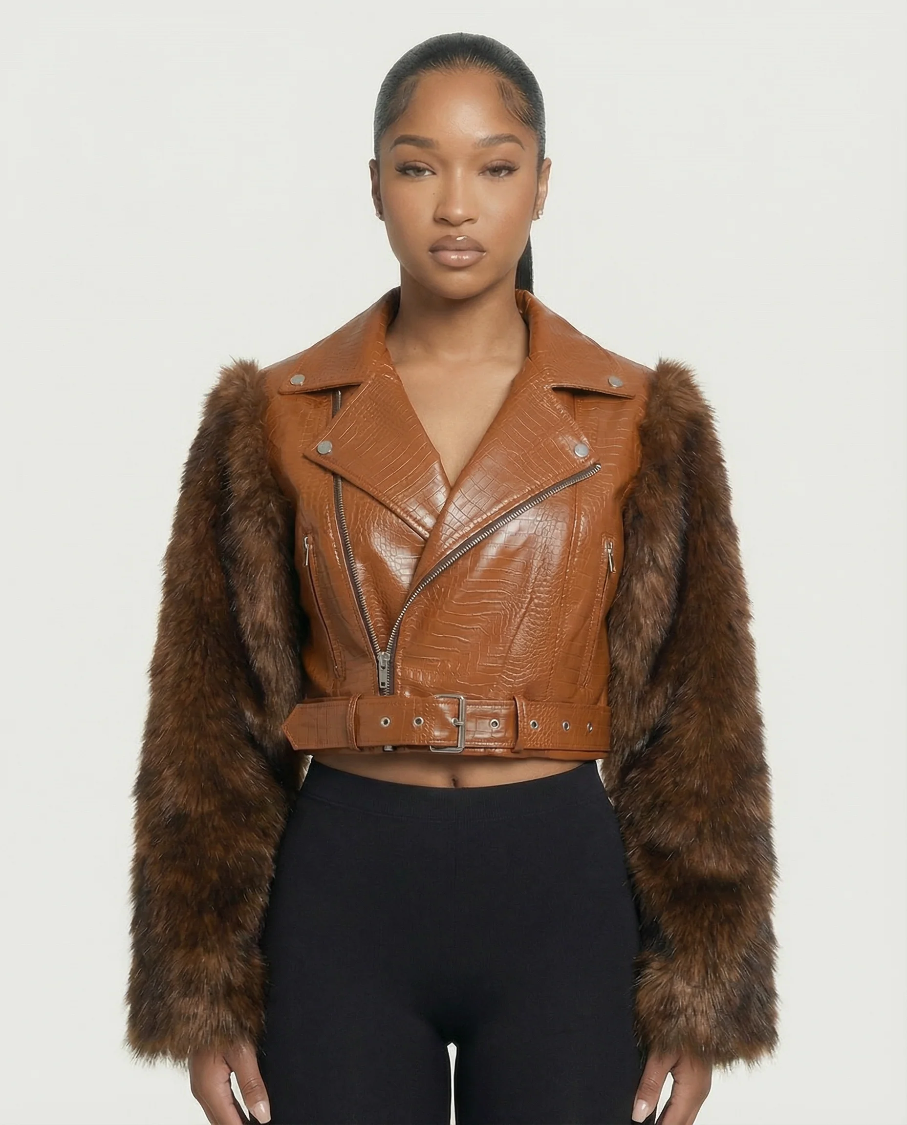 BEXLEY Croc Textured Faux Leather Jacket - Image 12