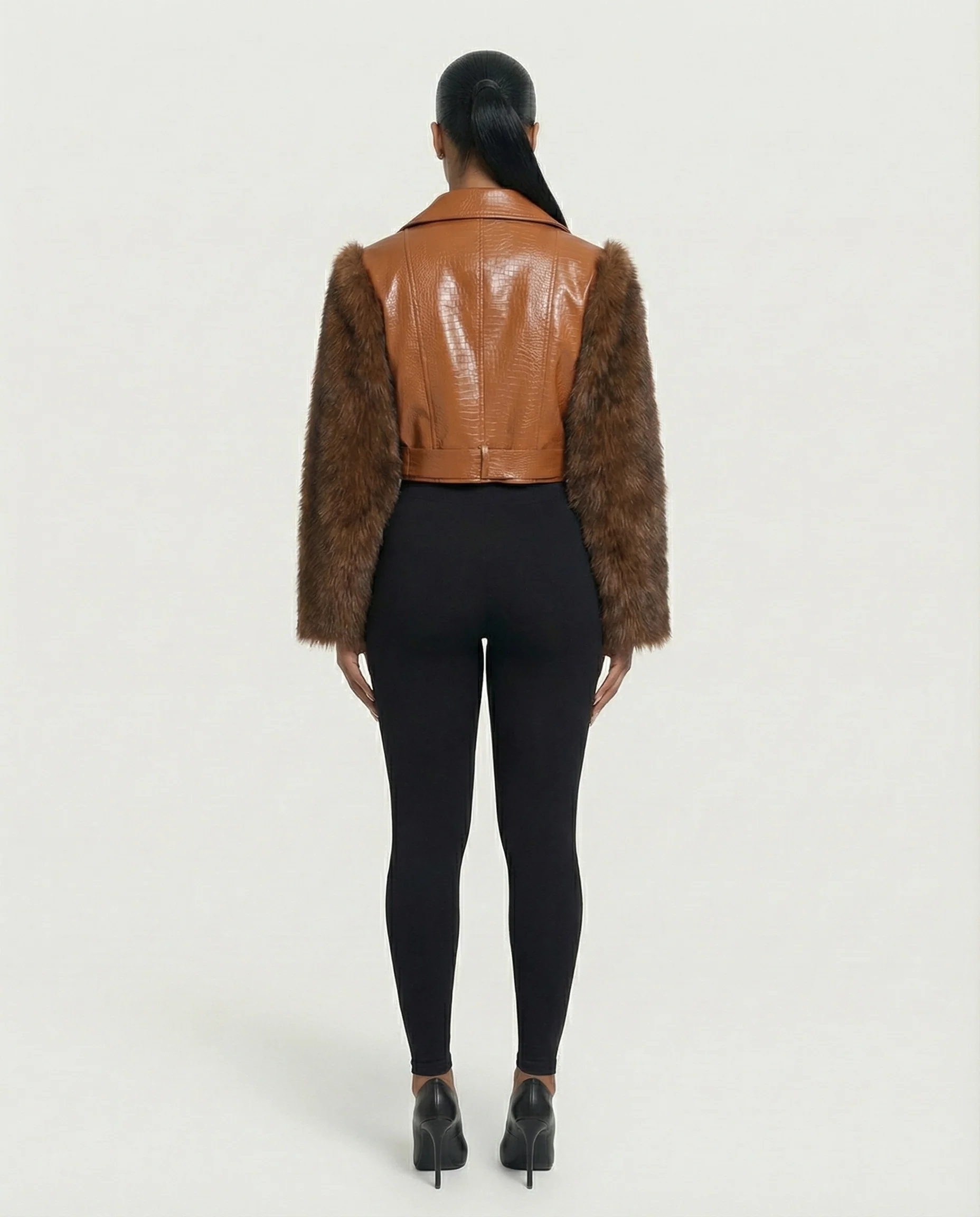 BEXLEY Croc Textured Faux Leather Jacket - Image 14