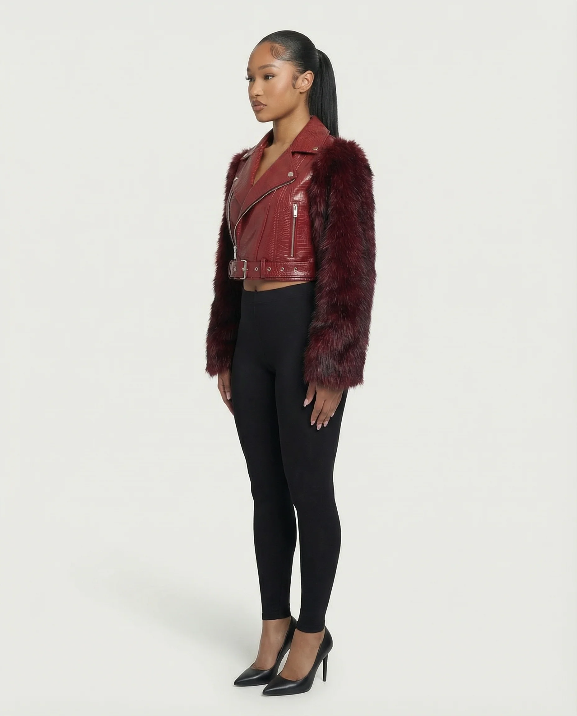 BEXLEY Croc Textured Faux Leather Jacket - Image 3