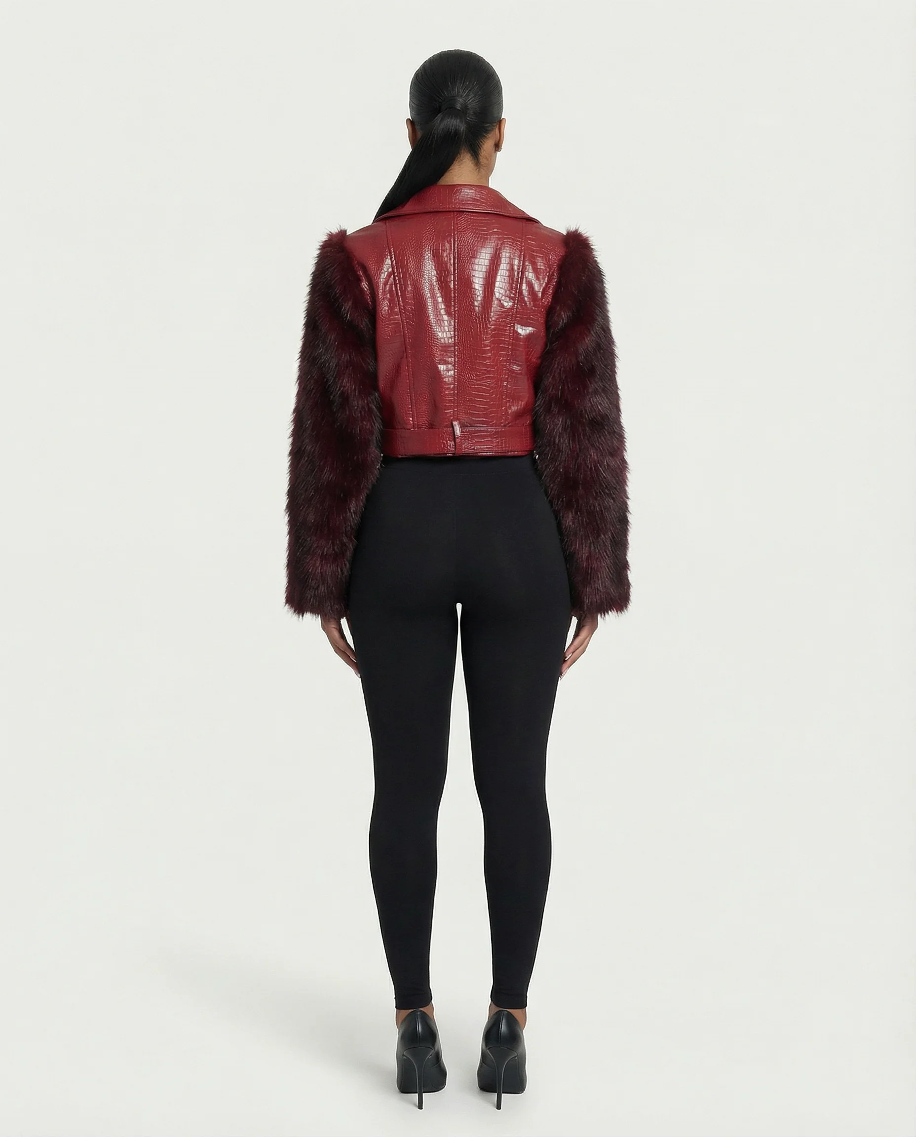 BEXLEY Croc Textured Faux Leather Jacket - Image 4
