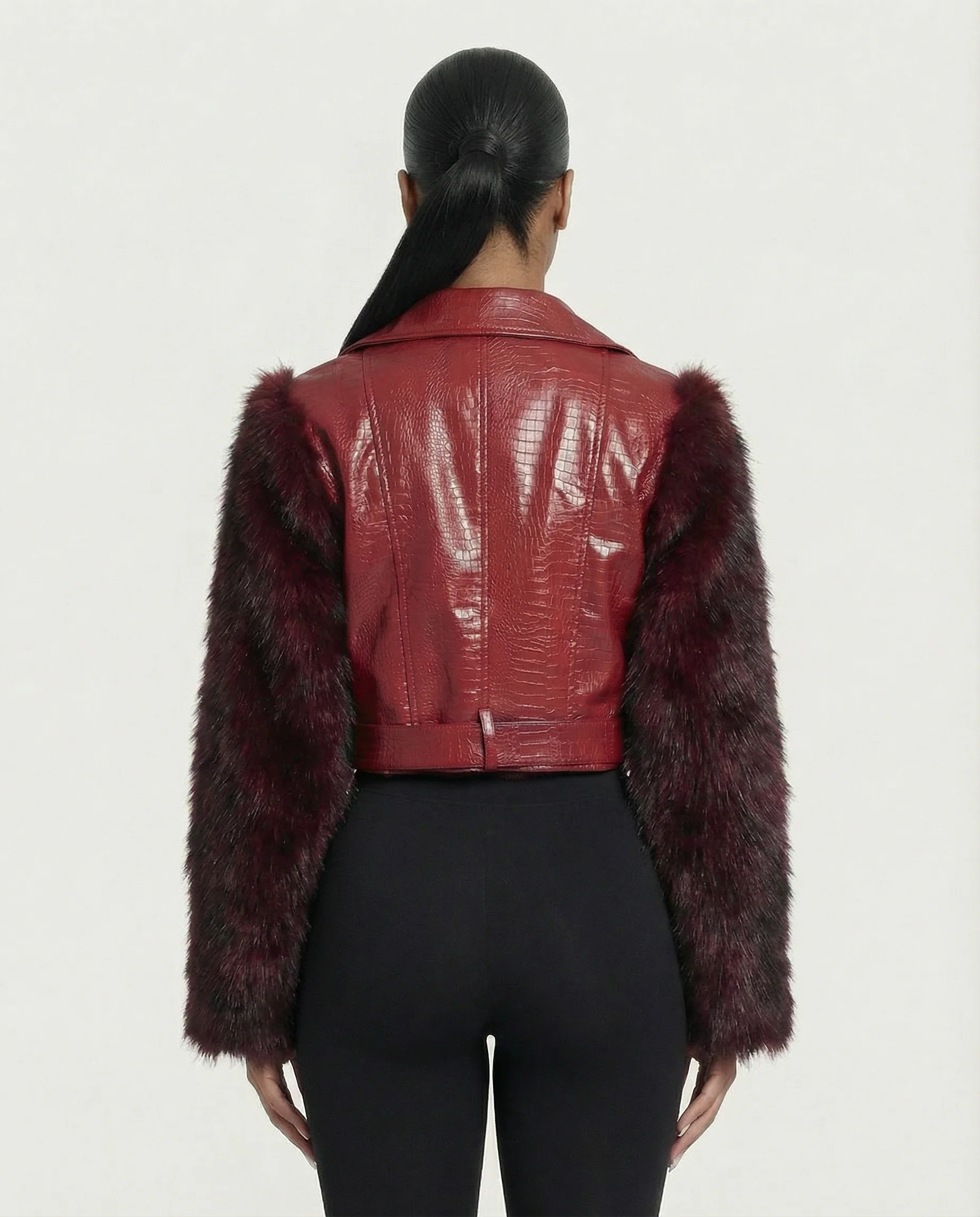BEXLEY Croc Textured Faux Leather Jacket - Image 5