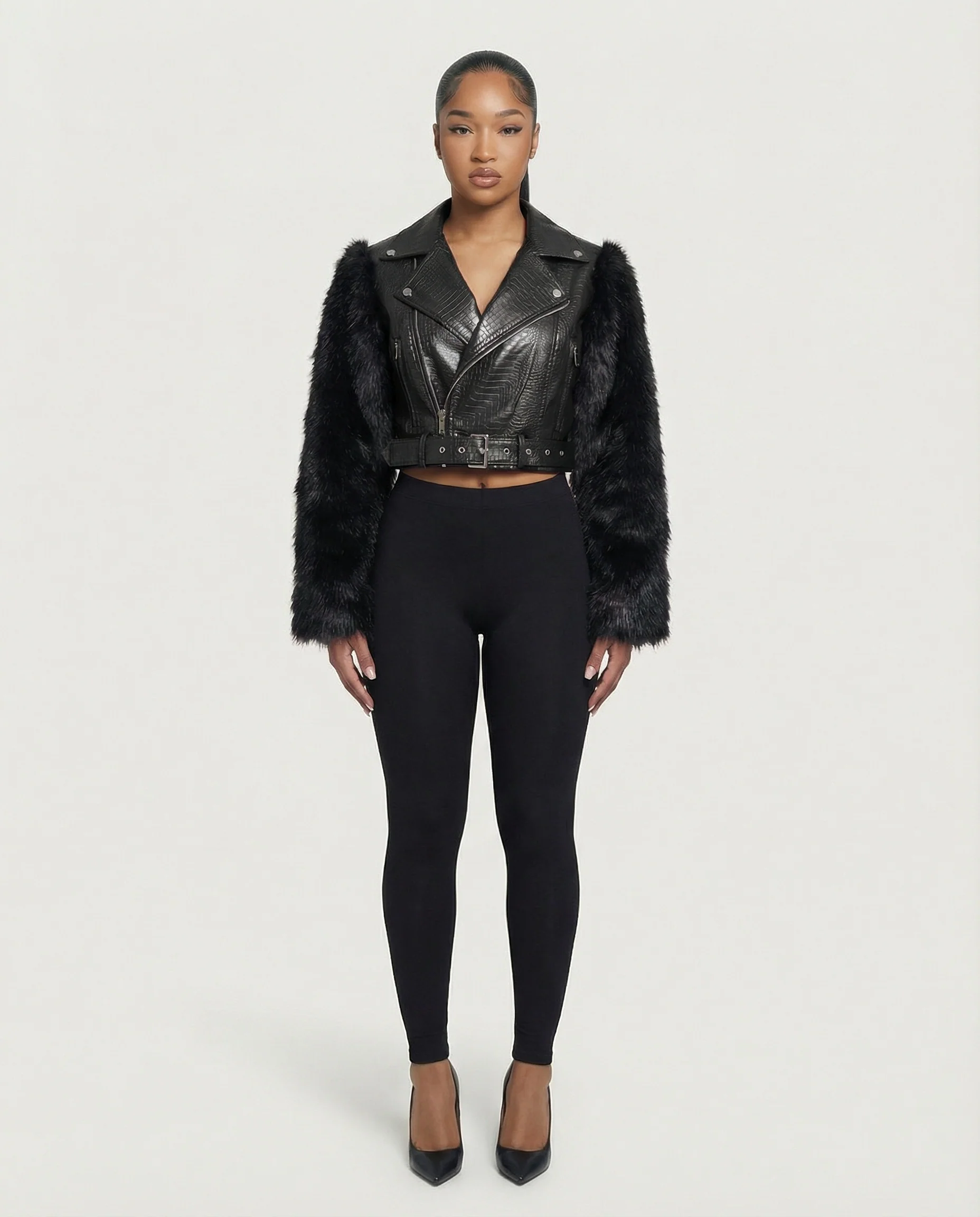 BEXLEY Croc Textured Faux Leather Jacket - Image 6