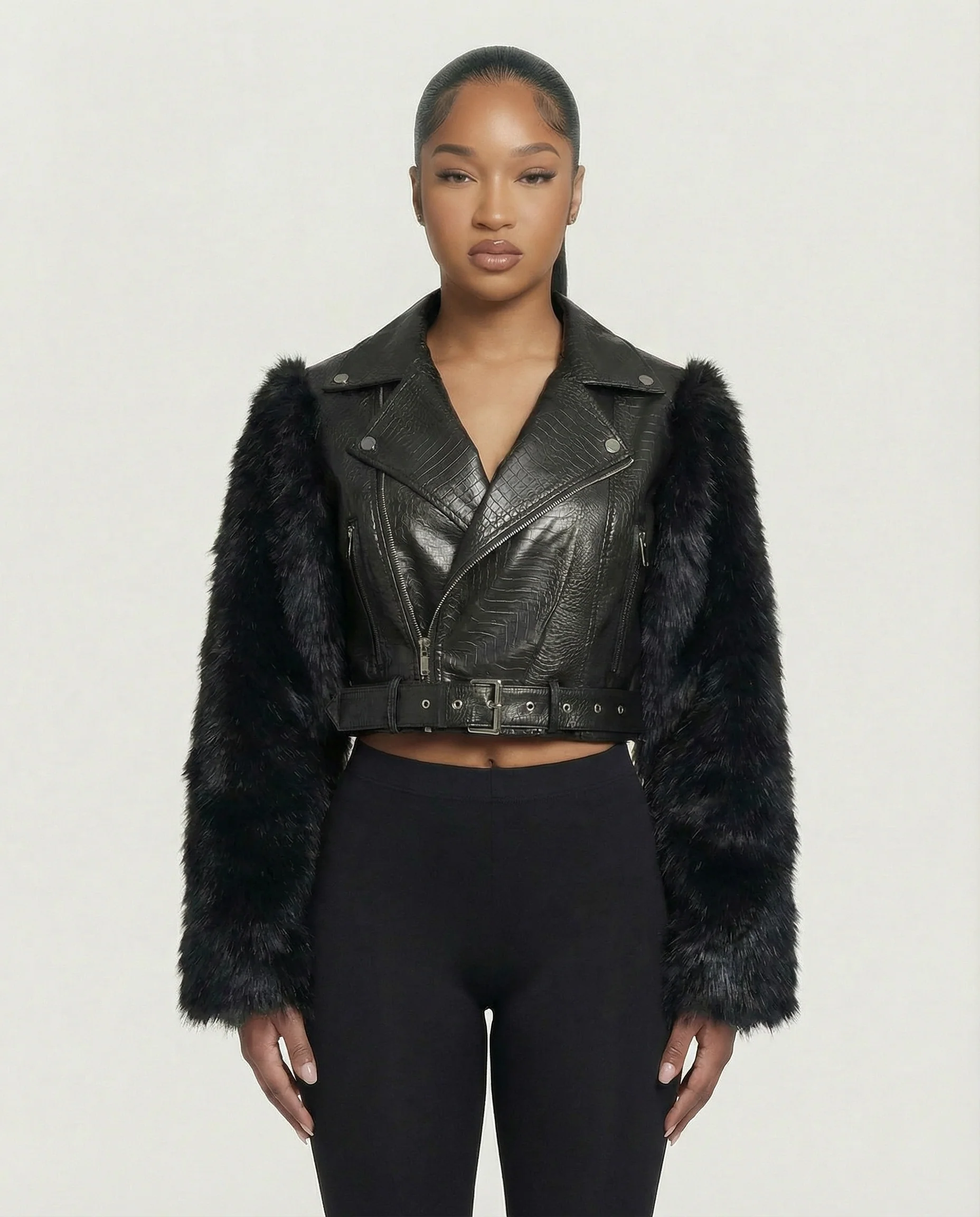 BEXLEY Croc Textured Faux Leather Jacket - Image 7