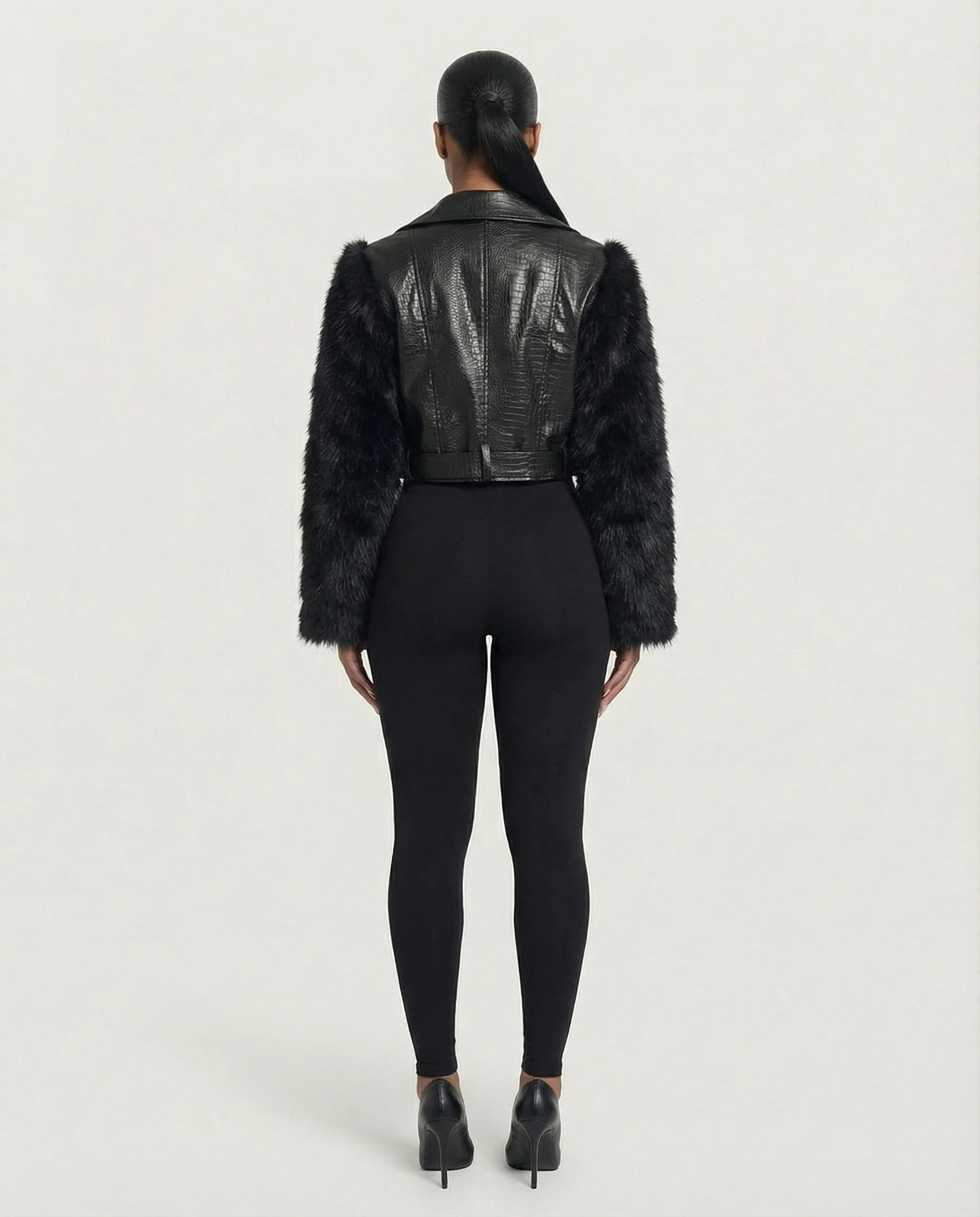 BEXLEY Croc Textured Faux Leather Jacket - Image 9