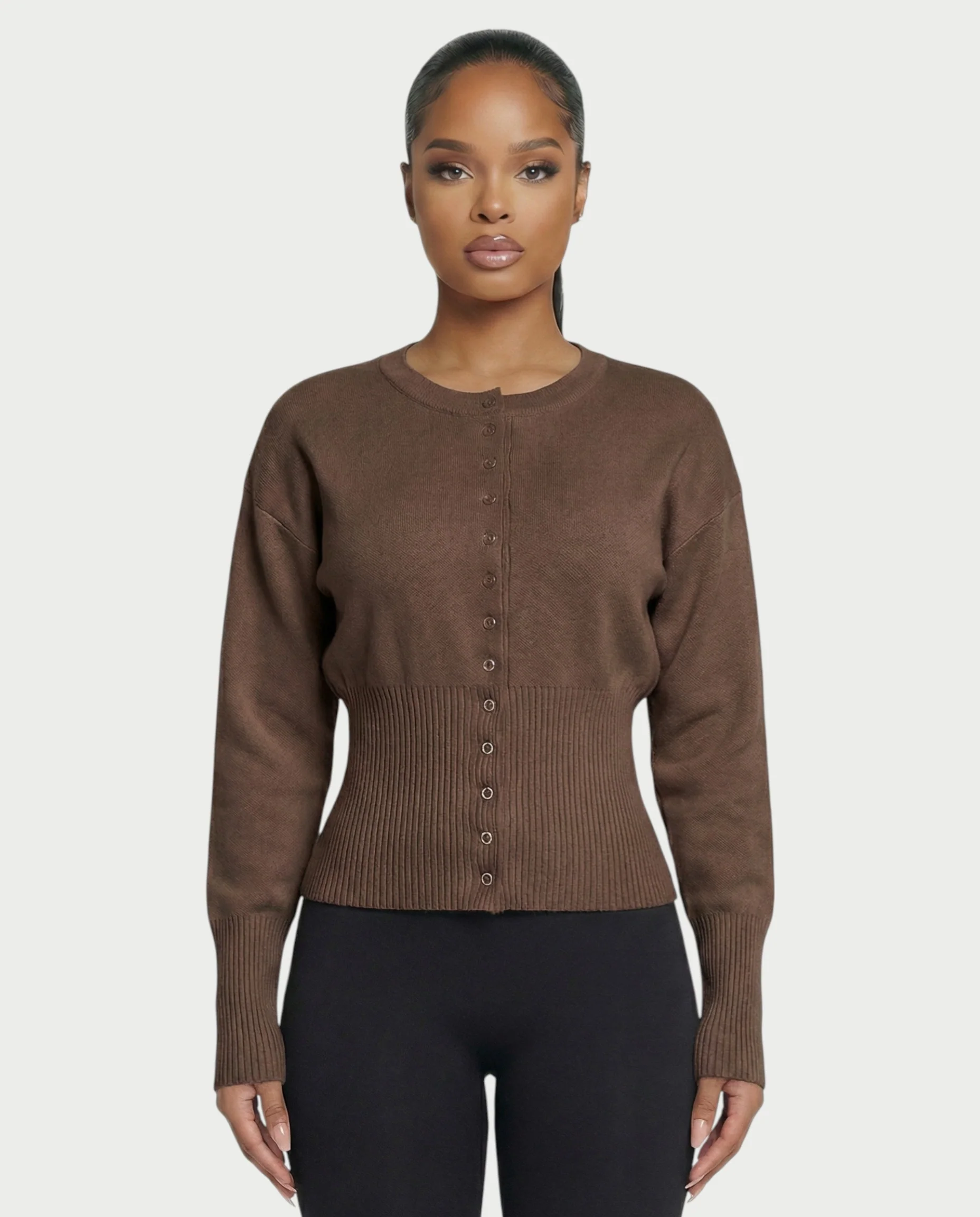 Button-Up Long Sleeve Cardigan - Image 21