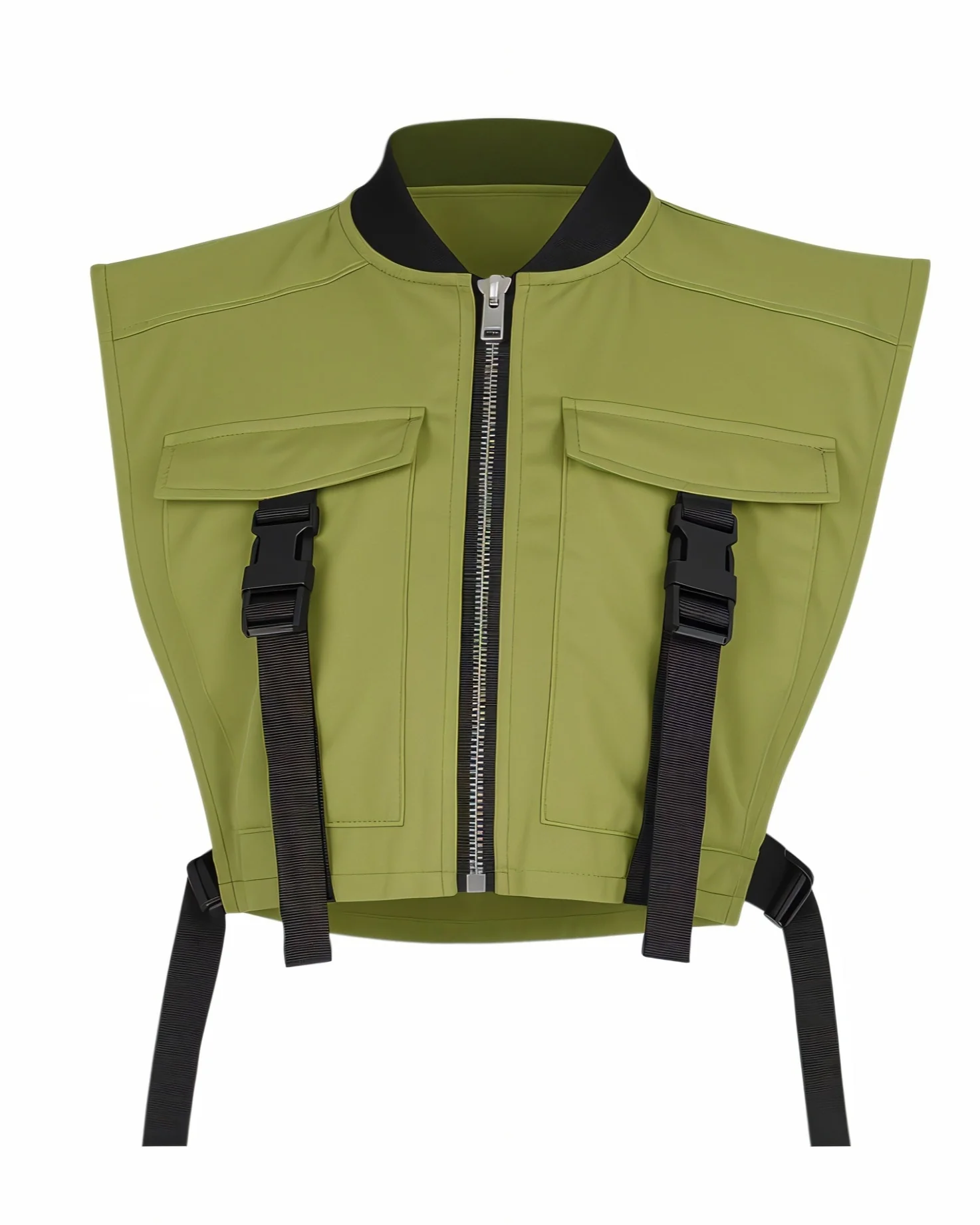 CANDICE Cropped Flap Pocket Buckle Detail Vest - Image 10