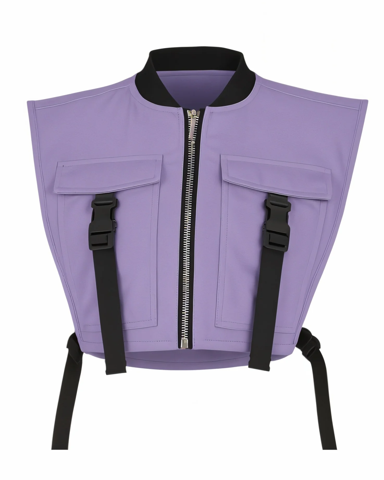 CANDICE Cropped Flap Pocket Buckle Detail Vest - Image 3