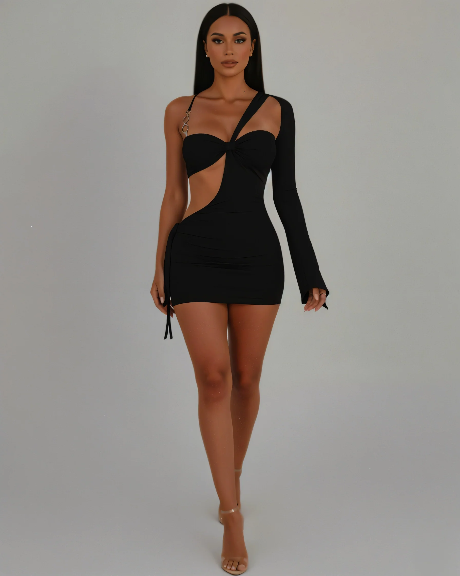 CAPRI One-Shoulder Cut-Out Bodycon Mini Dress - Image 5