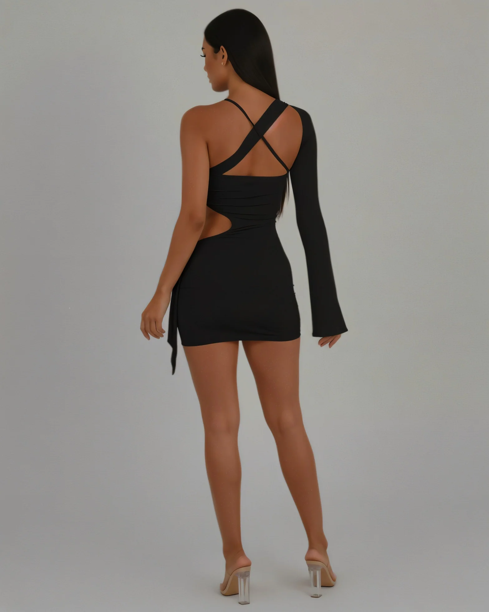 CAPRI One-Shoulder Cut-Out Bodycon Mini Dress - Image 8