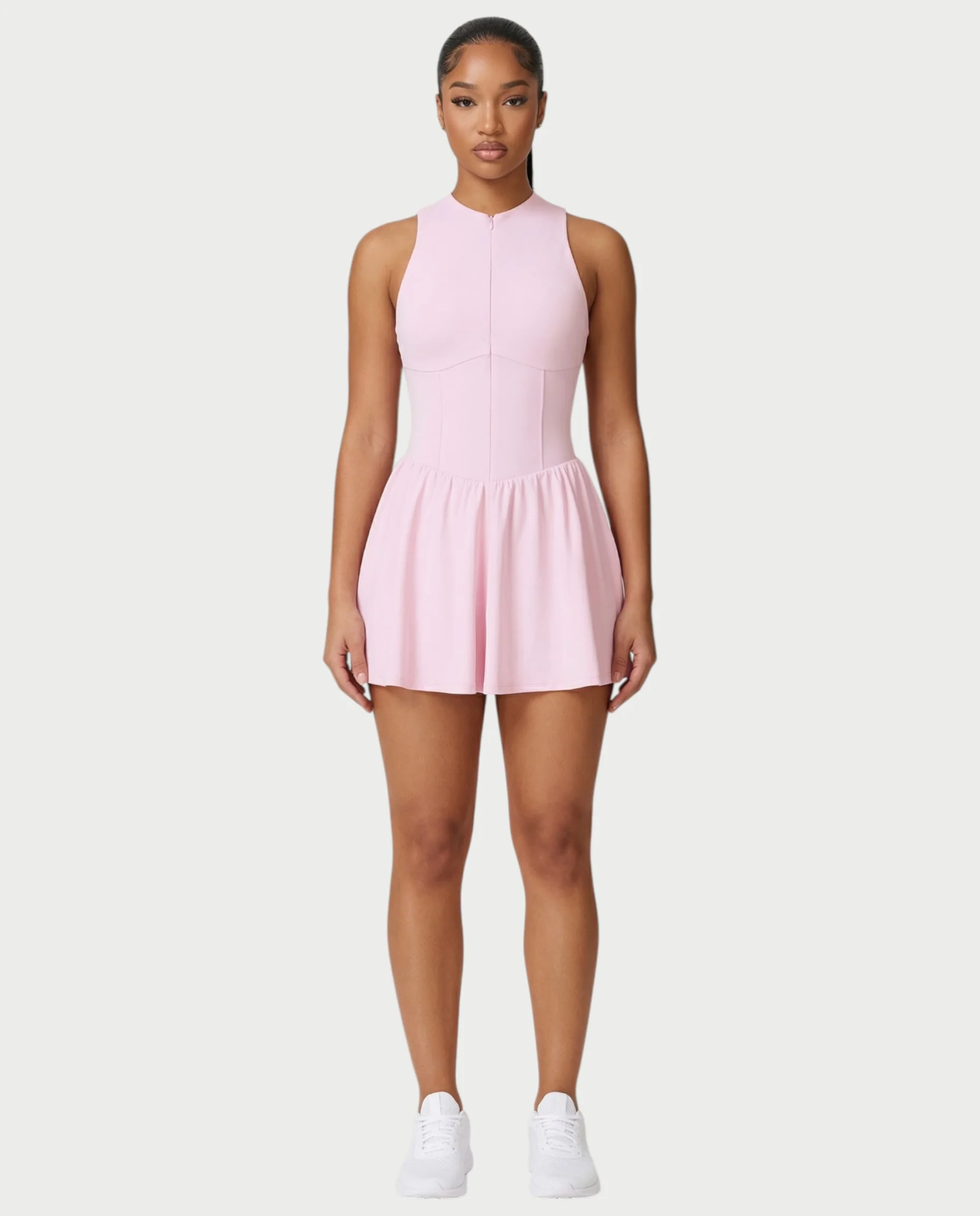 CAPRICE Zip-Front Sport Flared Tennis Skirt Mini Dress - Image 11