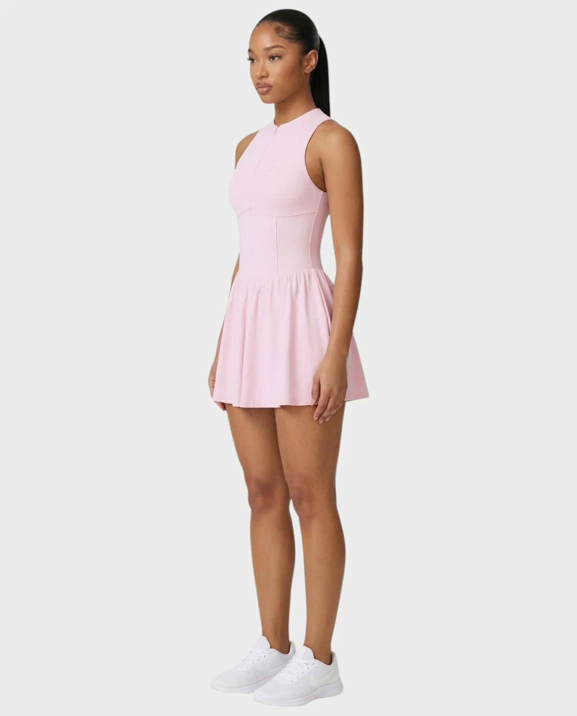 CAPRICE Zip-Front Sport Flared Tennis Skirt Mini Dress - Image 13