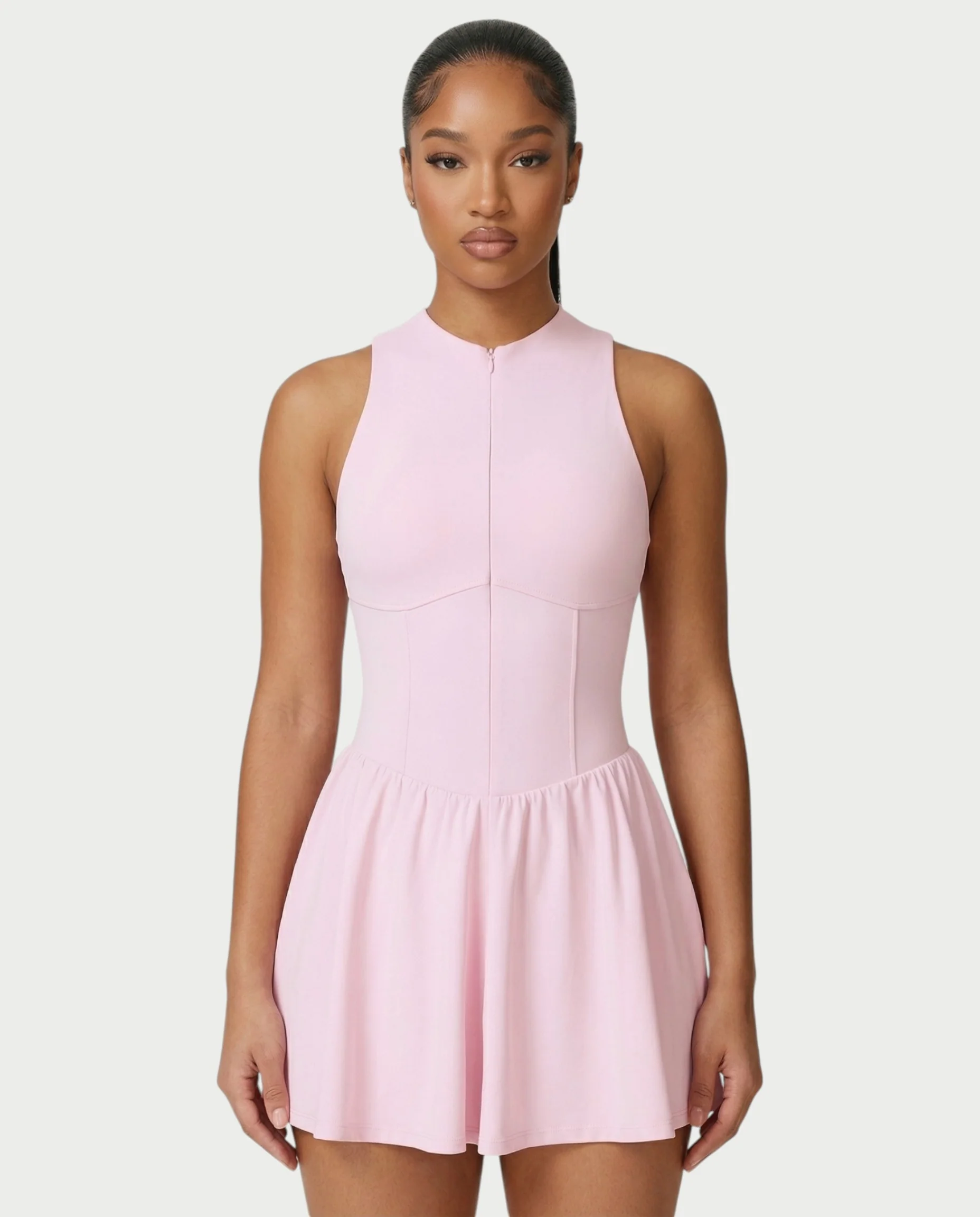 CAPRICE Zip-Front Sport Flared Tennis Skirt Mini Dress - Image 14