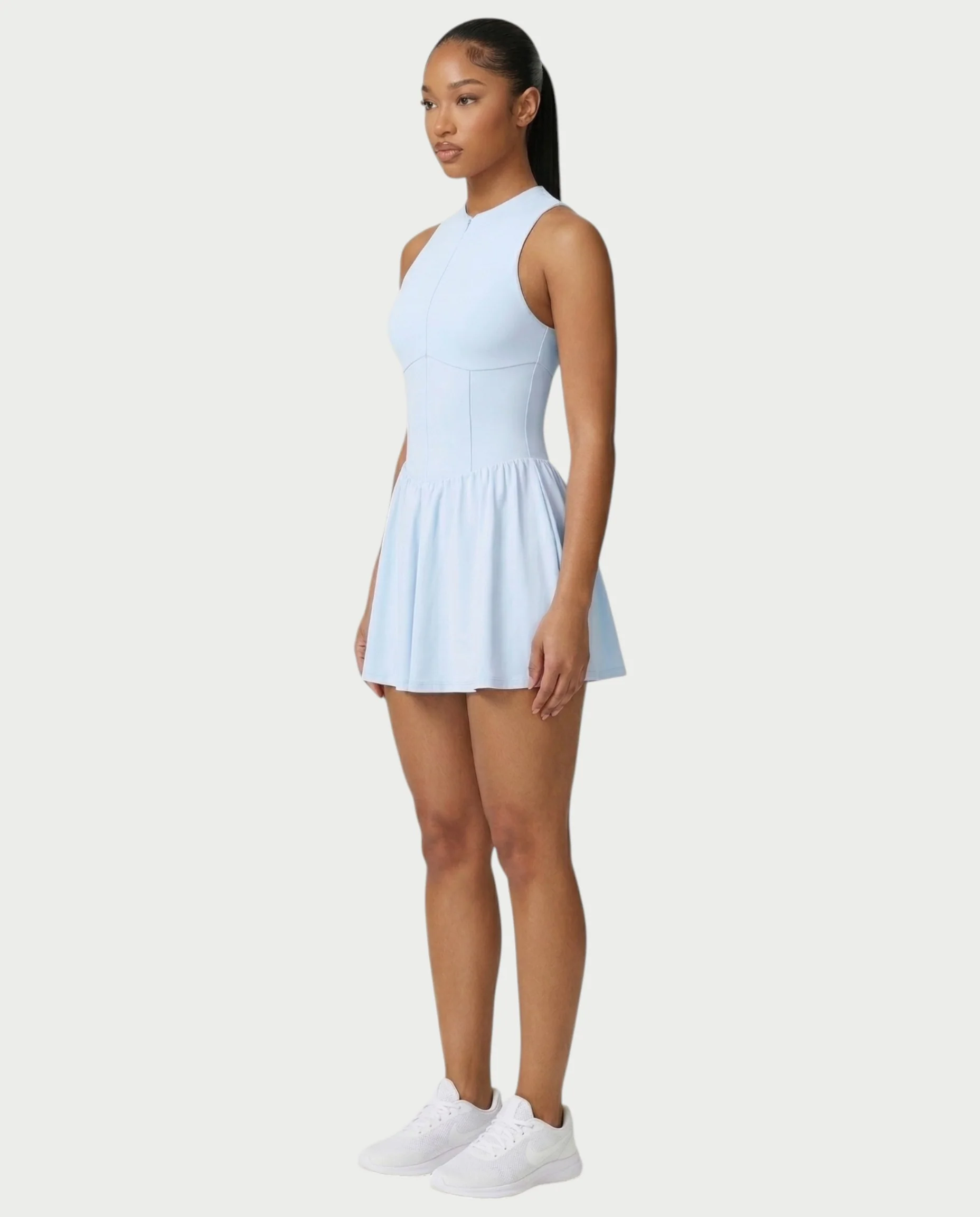 CAPRICE Zip-Front Sport Flared Tennis Skirt Mini Dress - Image 18