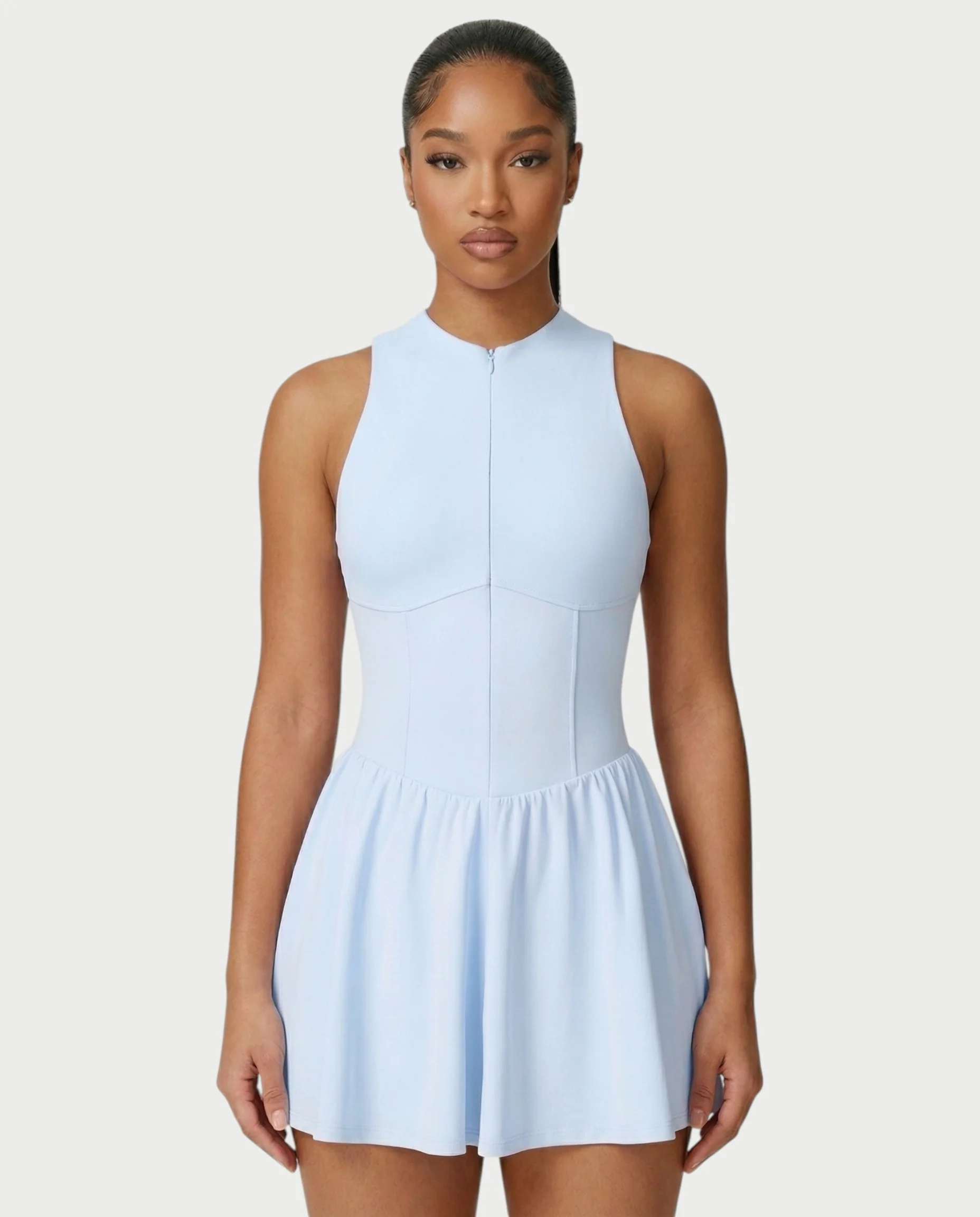 CAPRICE Zip-Front Sport Flared Tennis Skirt Mini Dress - Image 19