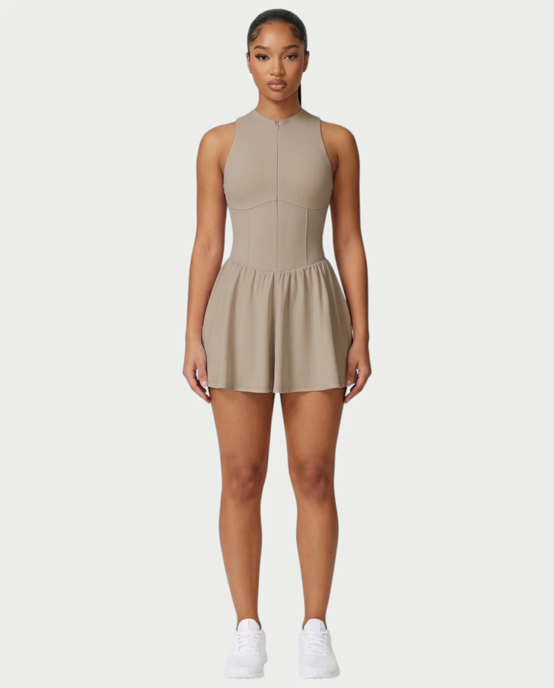 CAPRICE Zip-Front Sport Flared Tennis Skirt Mini Dress - Image 21