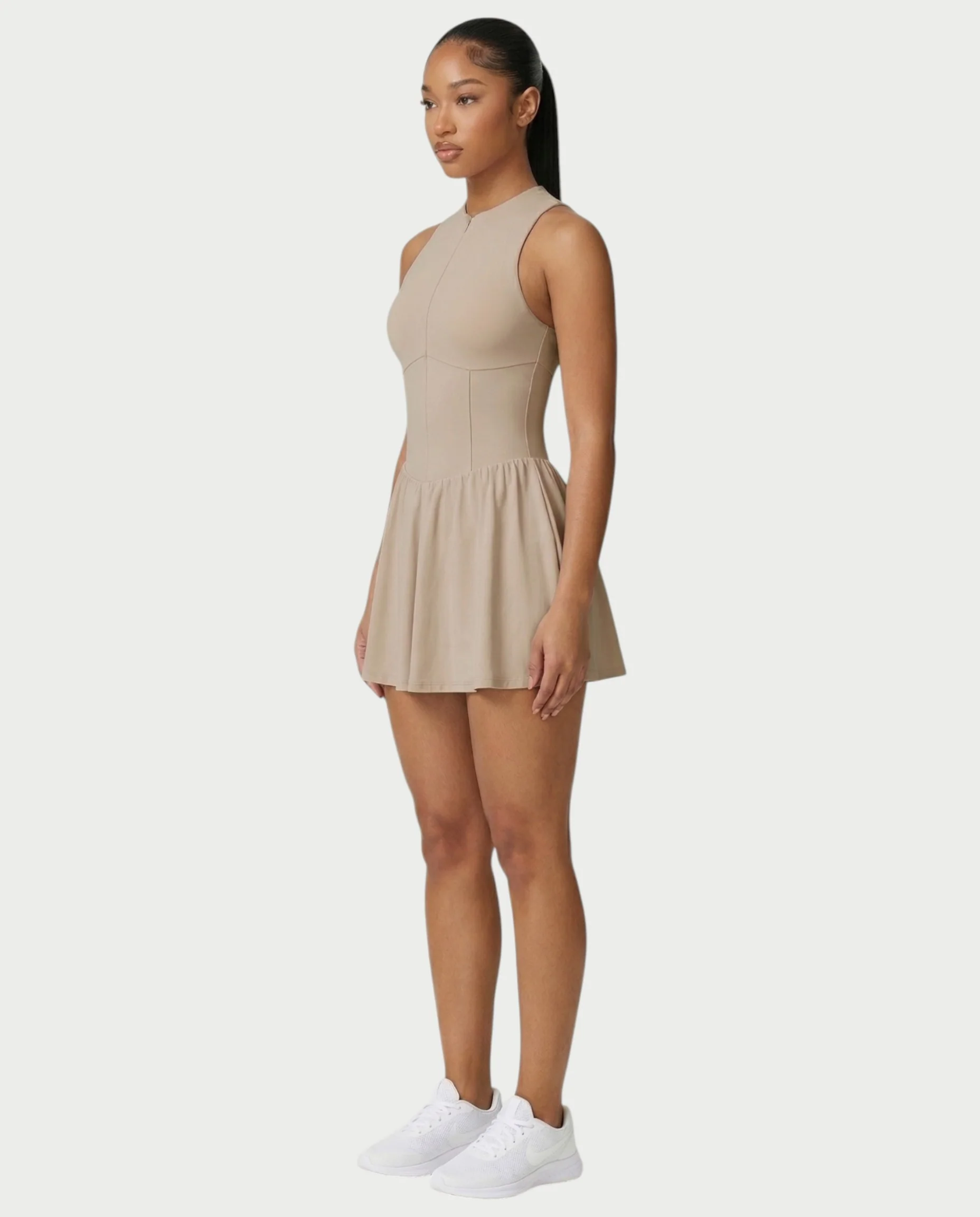 CAPRICE Zip-Front Sport Flared Tennis Skirt Mini Dress - Image 23