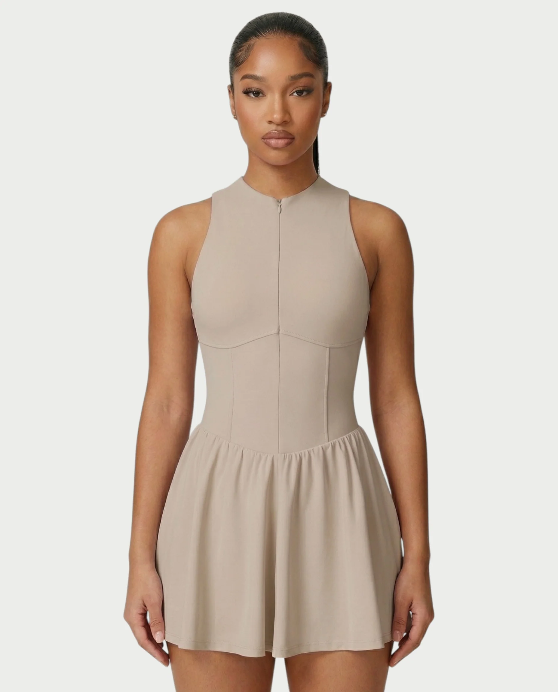 CAPRICE Zip-Front Sport Flared Tennis Skirt Mini Dress - Image 24