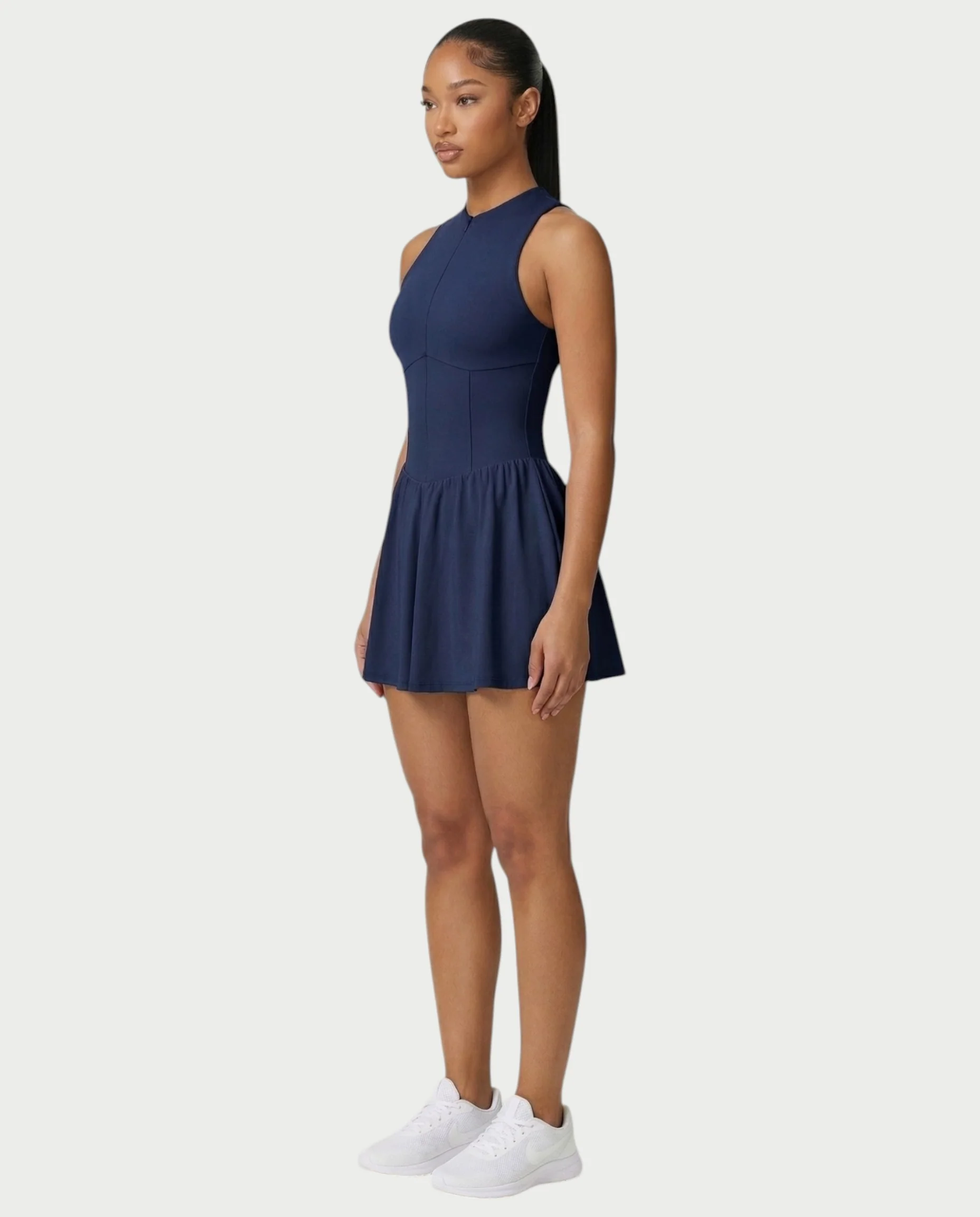 CAPRICE Zip-Front Sport Flared Tennis Skirt Mini Dress - Image 28