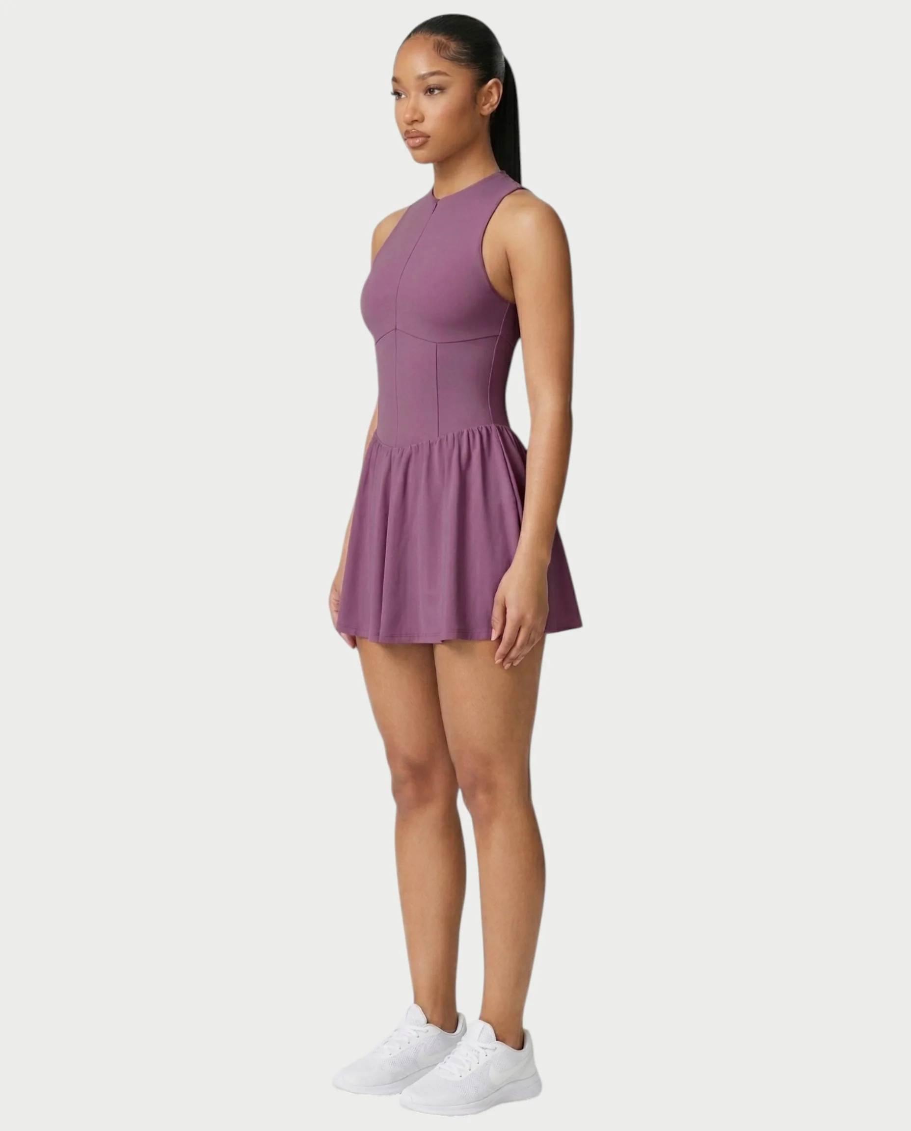 CAPRICE Zip-Front Sport Flared Tennis Skirt Mini Dress - Image 3