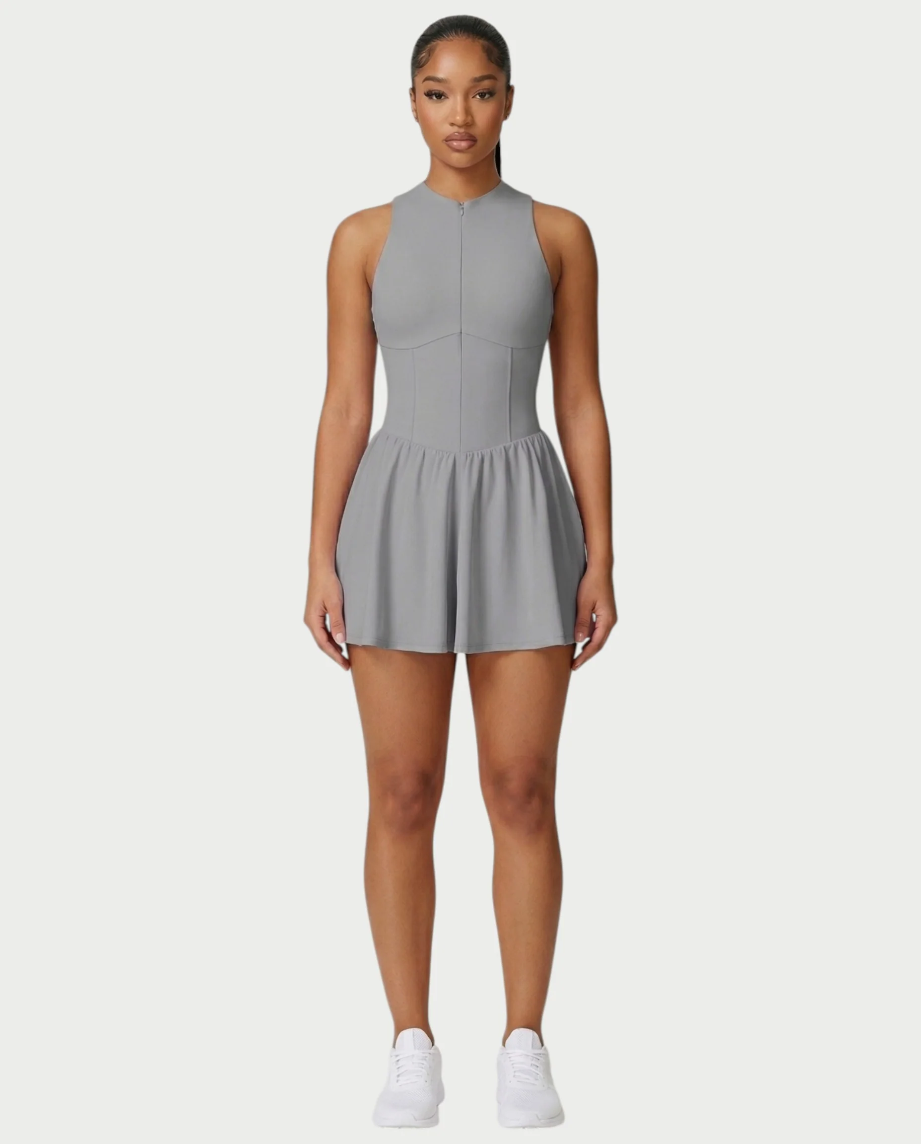 CAPRICE Zip-Front Sport Flared Tennis Skirt Mini Dress - Image 31