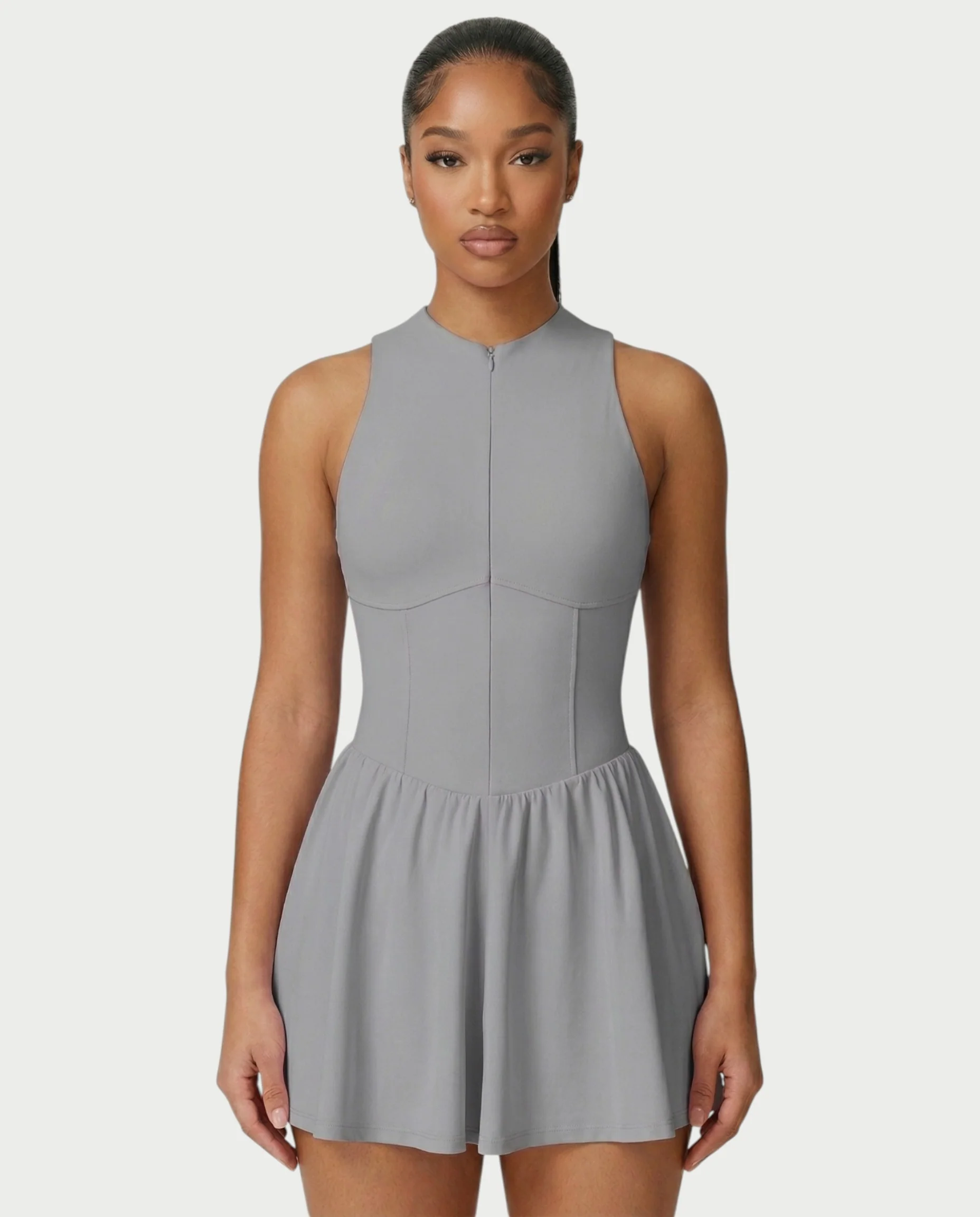 CAPRICE Zip-Front Sport Flared Tennis Skirt Mini Dress - Image 34