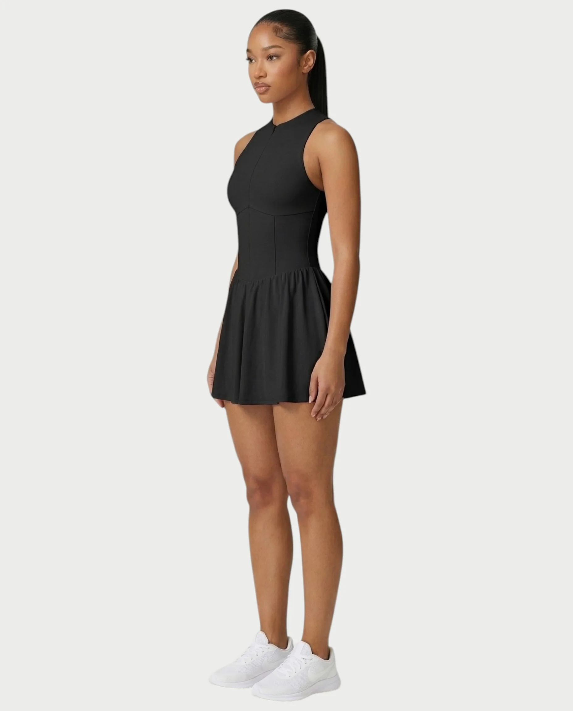 CAPRICE Zip-Front Sport Flared Tennis Skirt Mini Dress - Image 38