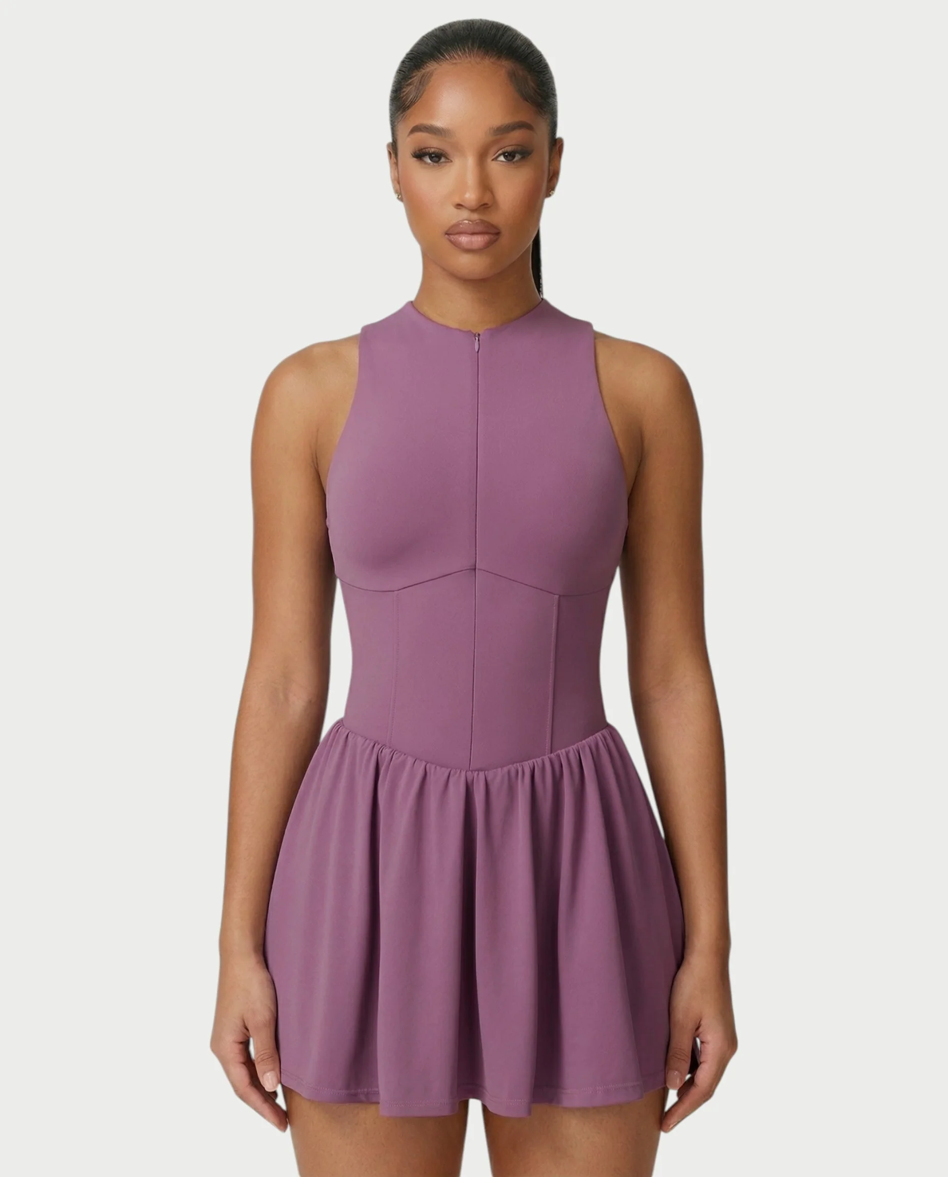 CAPRICE Zip-Front Sport Flared Tennis Skirt Mini Dress - Image 4