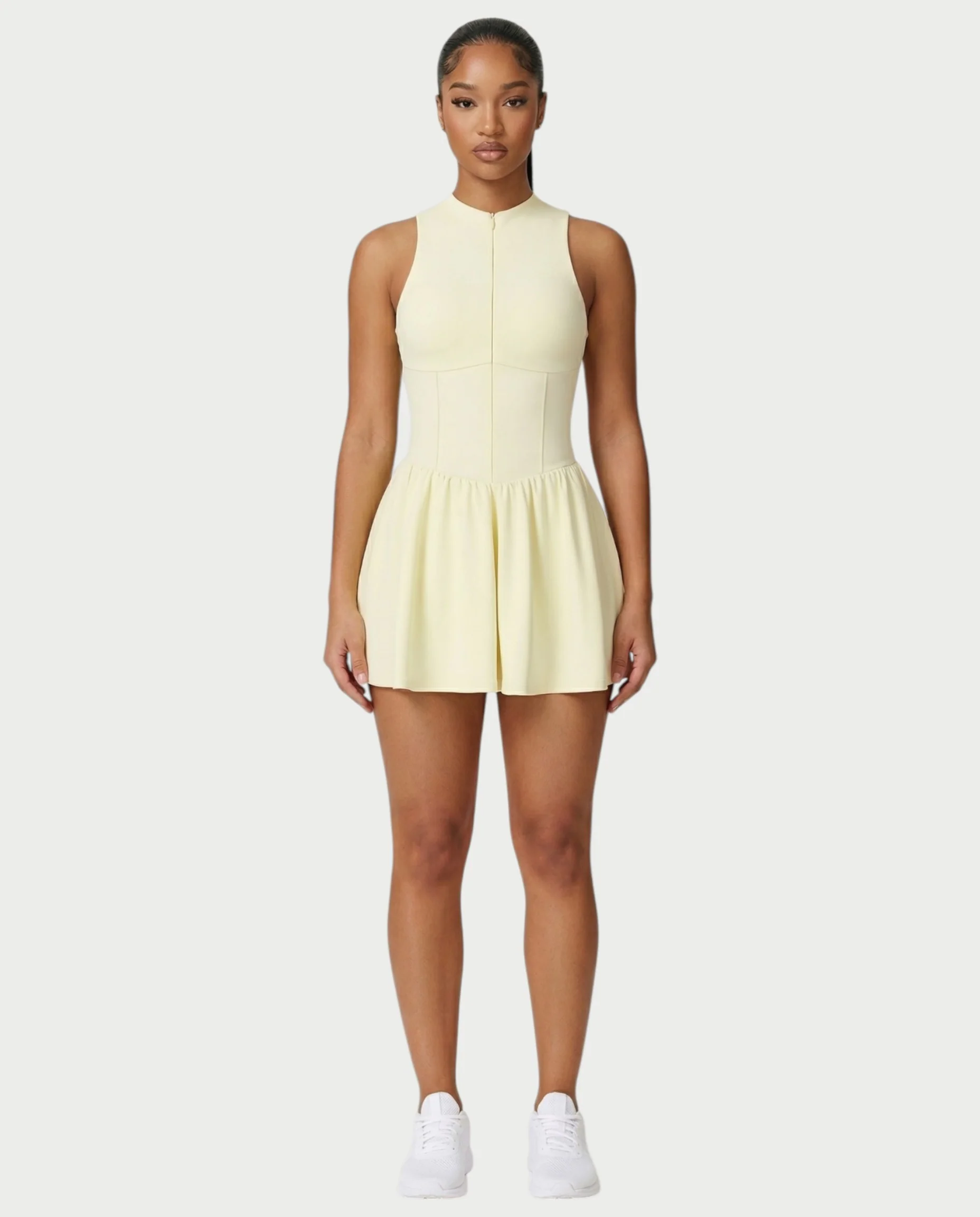 CAPRICE Zip-Front Sport Flared Tennis Skirt Mini Dress - Image 6