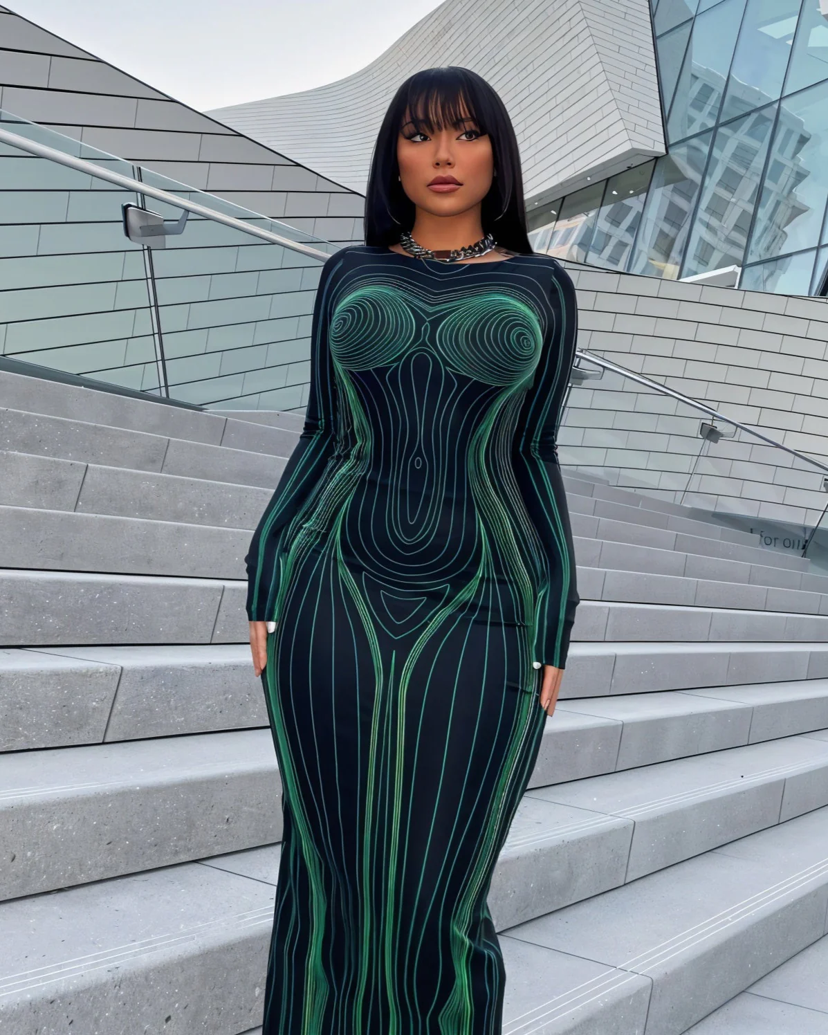 CARLA Backless Slim Round Neck Maxi Dress - Image 3