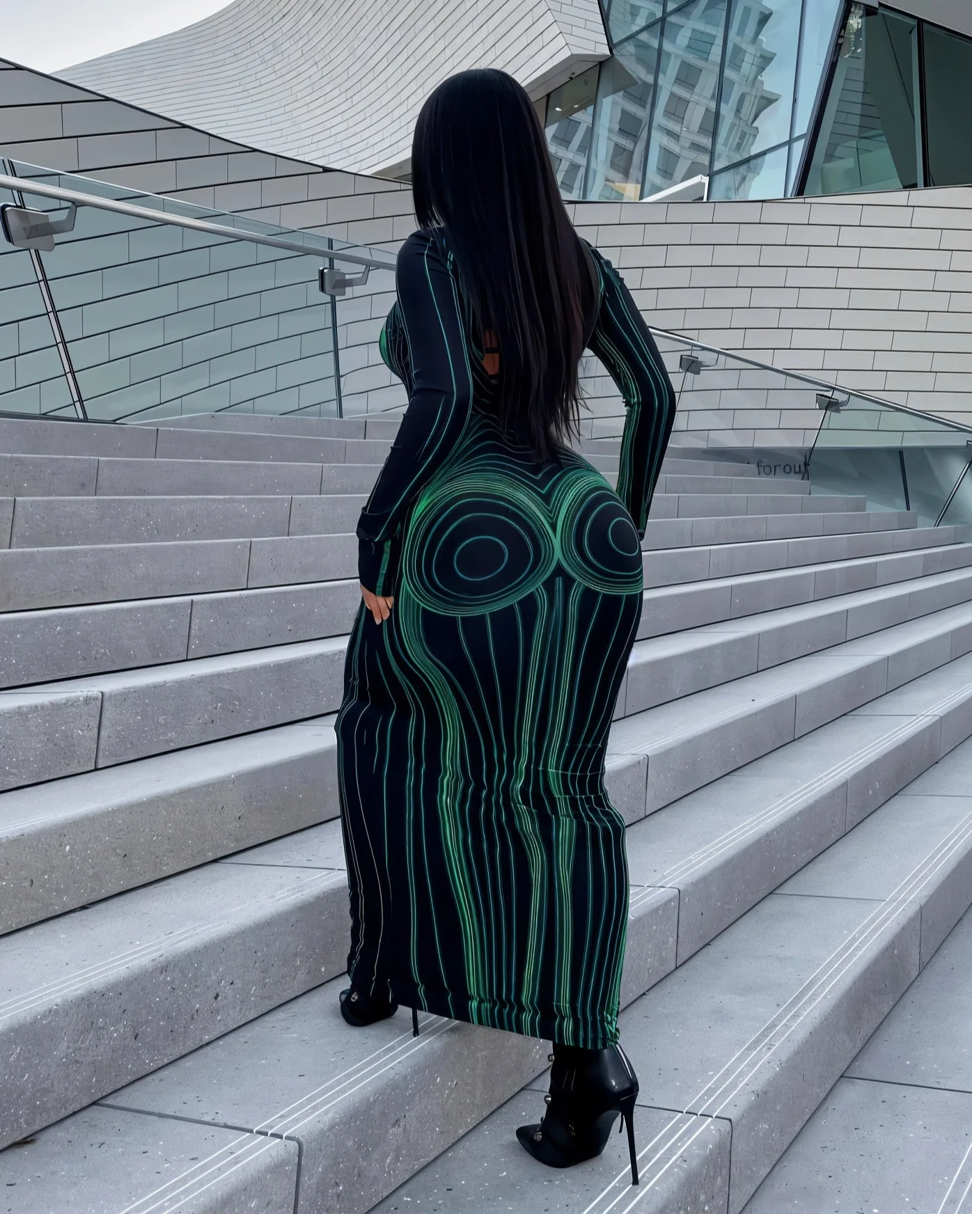 CARLA Backless Slim Round Neck Maxi Dress - Image 5