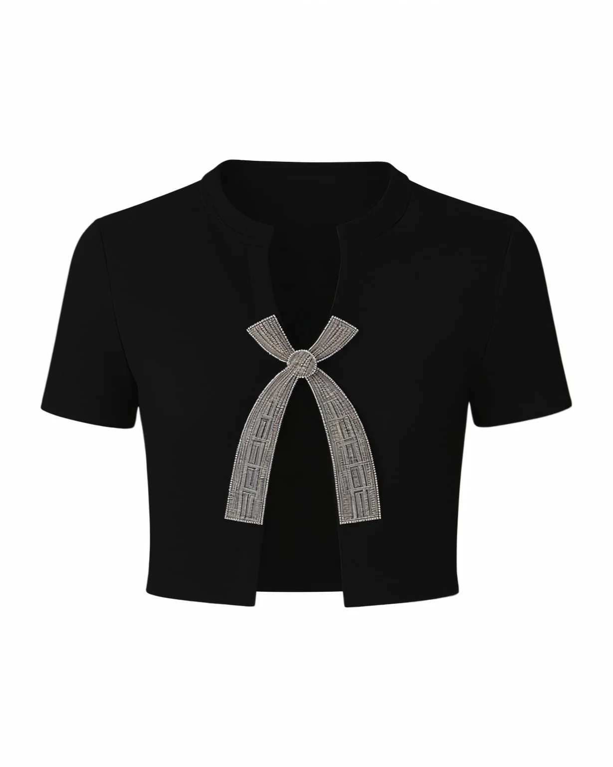 CARLY Rhinestone Bow Cropped Top - Image 3