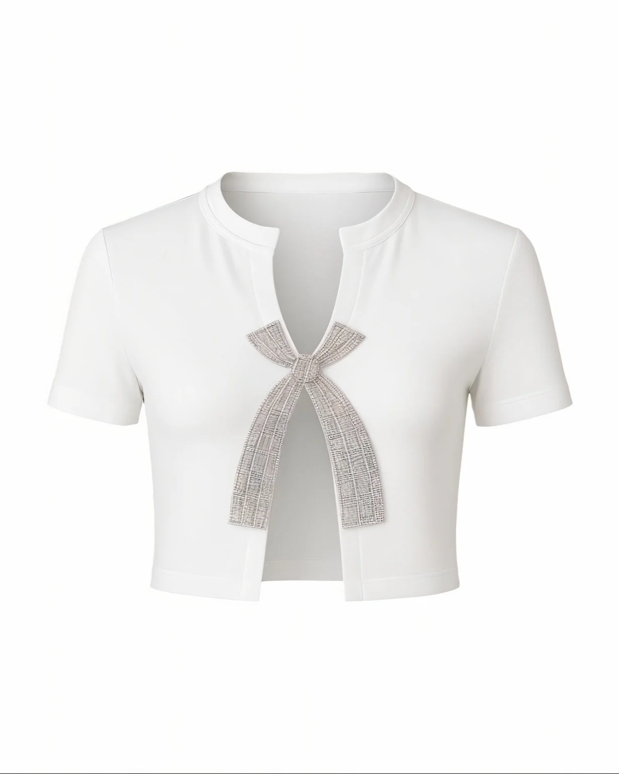 CARLY Rhinestone Bow Cropped Top - Image 5