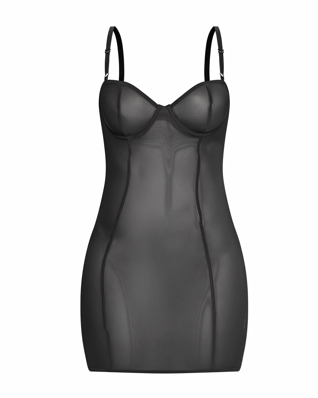 CAROLINA Sheer Mesh Low Cut Cami Mini Dress - Image 3