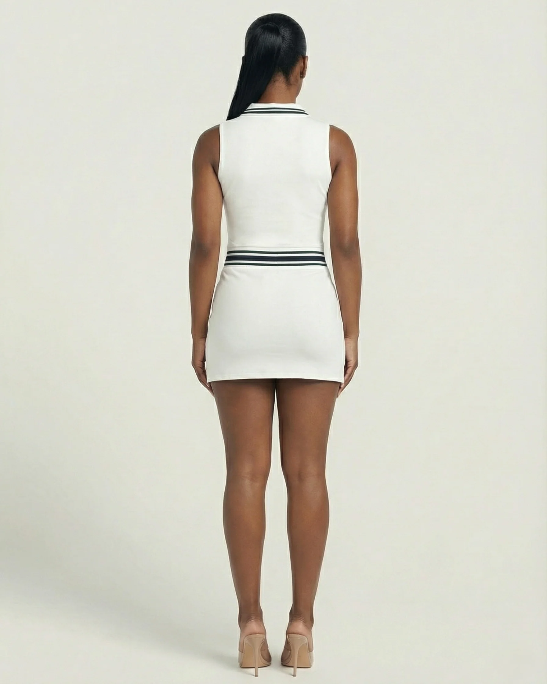 DRAYA Sporty Zip-Front Collared Top & Mini Skirt Set - Image 4
